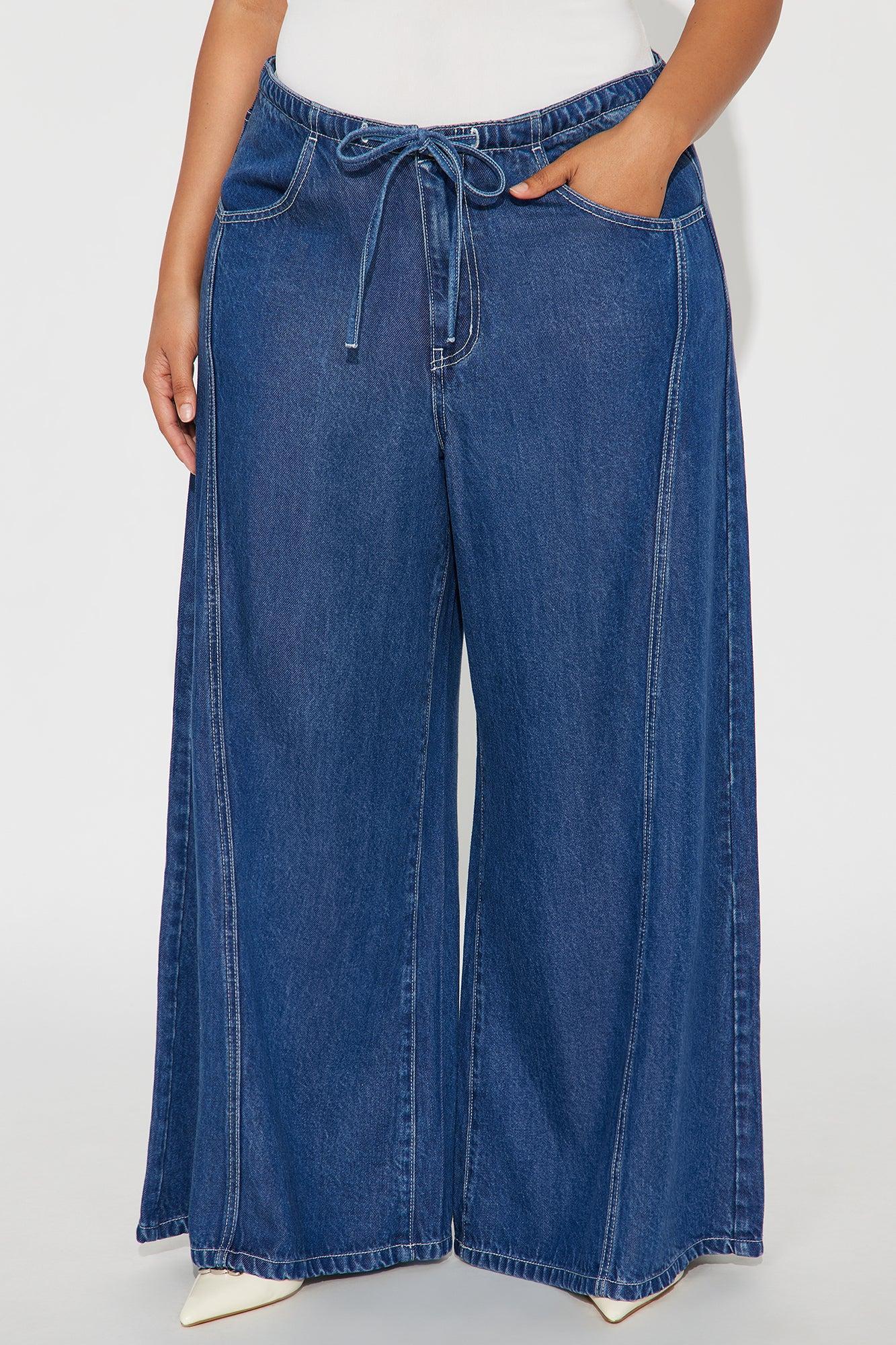 Lovely Day Drapey Wide Leg Jeans - Medium Wash Female Product Image