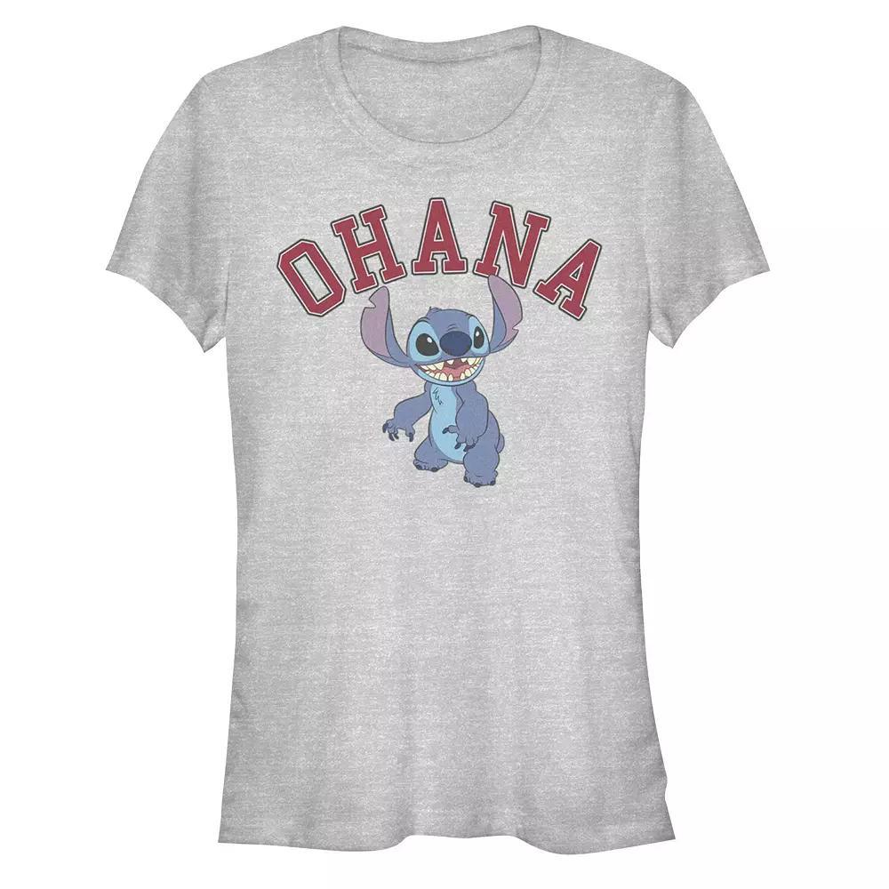 Disney's Lilo & Stitch Women's Ohana Varsity Stitch Tee, Girl's, Size: Large, Athletic Grey Product Image