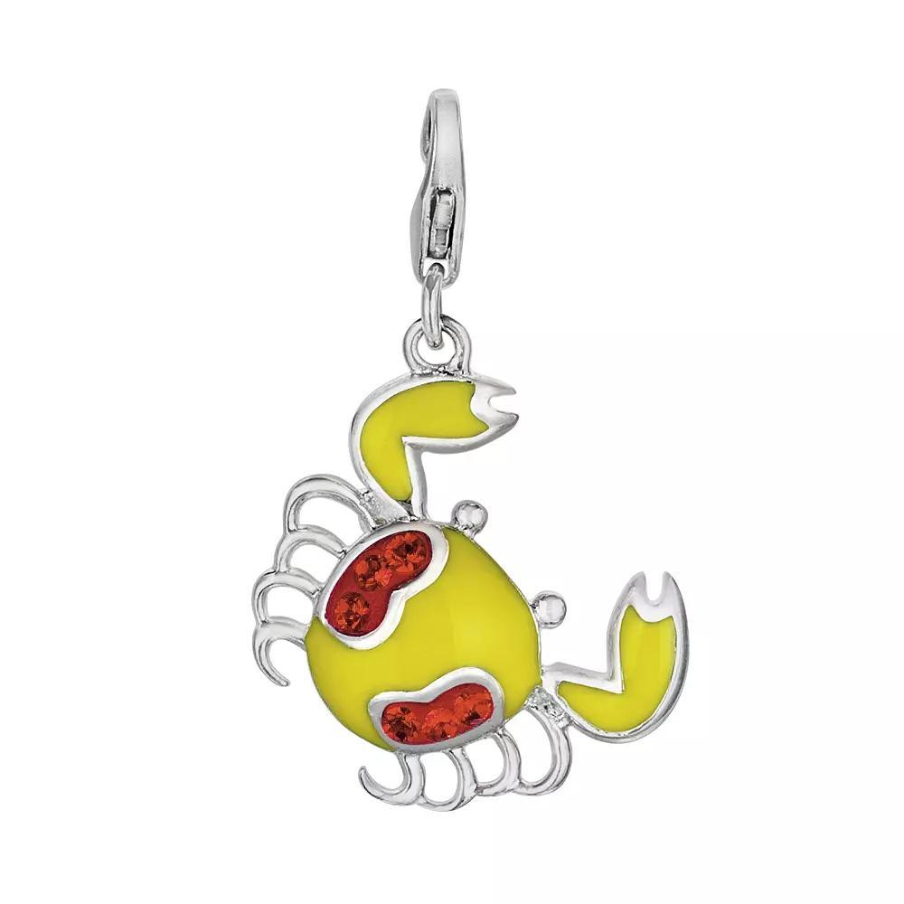 Sterling Silver Crystal Crab Charm, Women's, Orange Product Image
