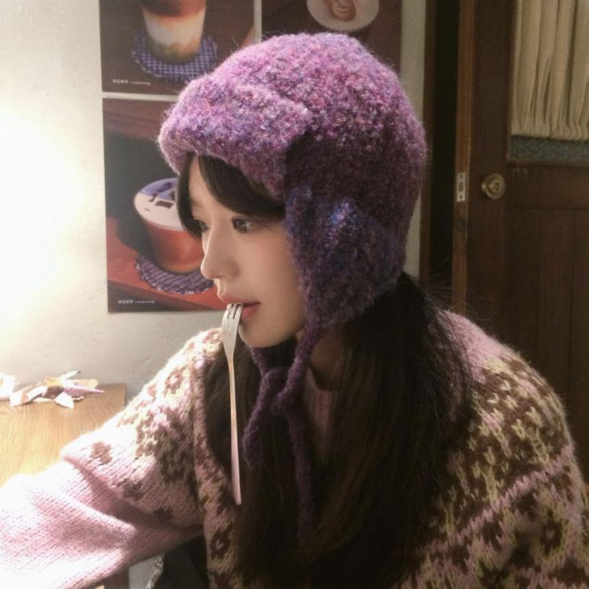 Melange Knit Trapper Hat Product Image