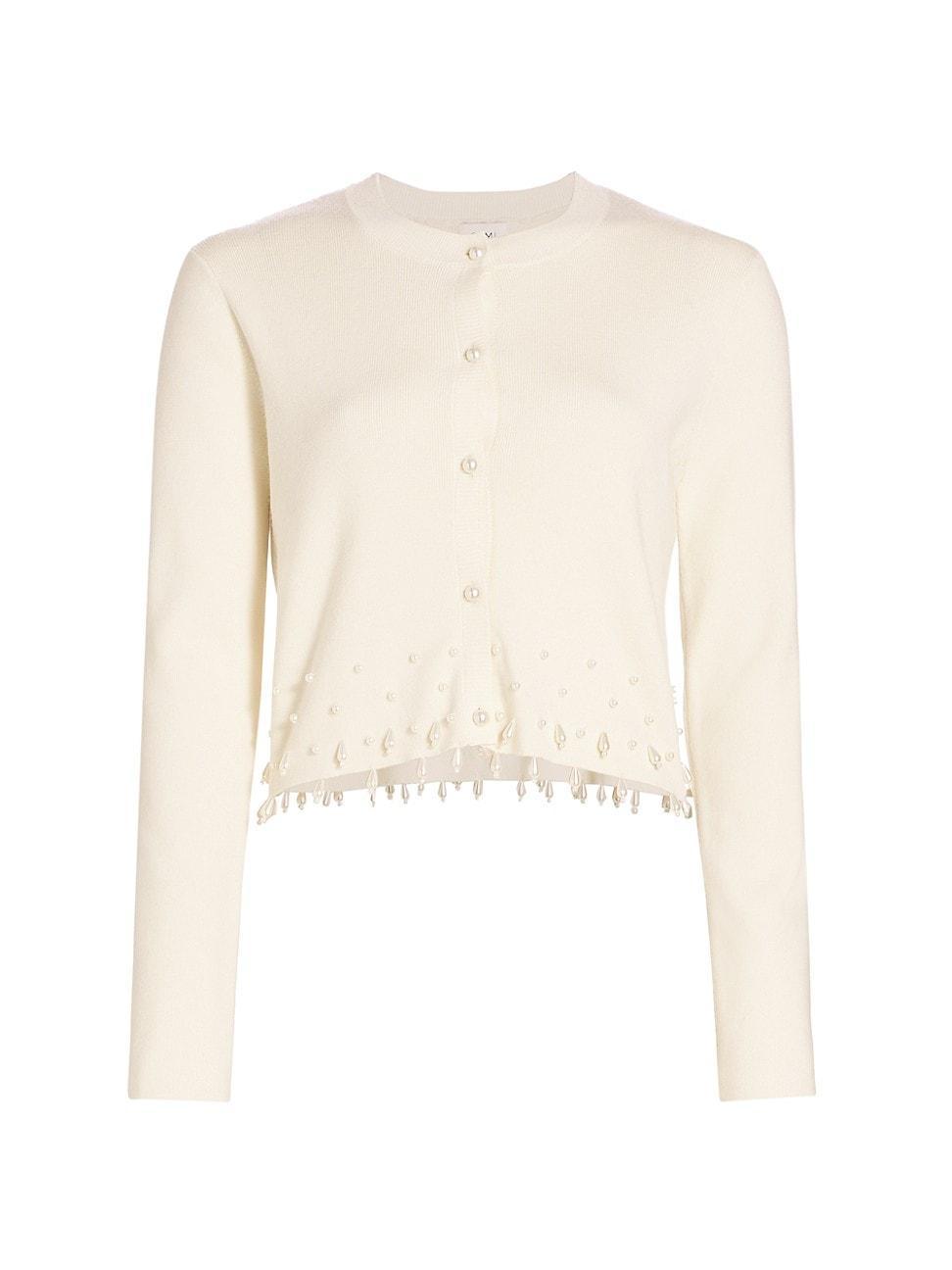 Perdita Faux-Pearl Embellished Wool Cardigan Product Image