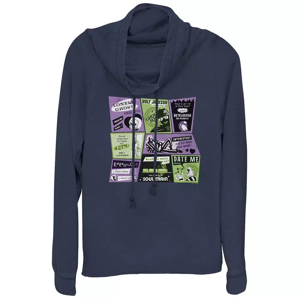 Women's In My Mama Era Cowlneck Graphic Lightweight Long Sleeve, Size: XS, Black Product Image