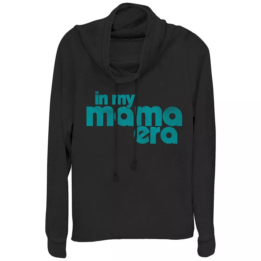 Women's In My Mama Era Cowlneck Graphic Lightweight Long Sleeve, Size: XS, Black Product Image