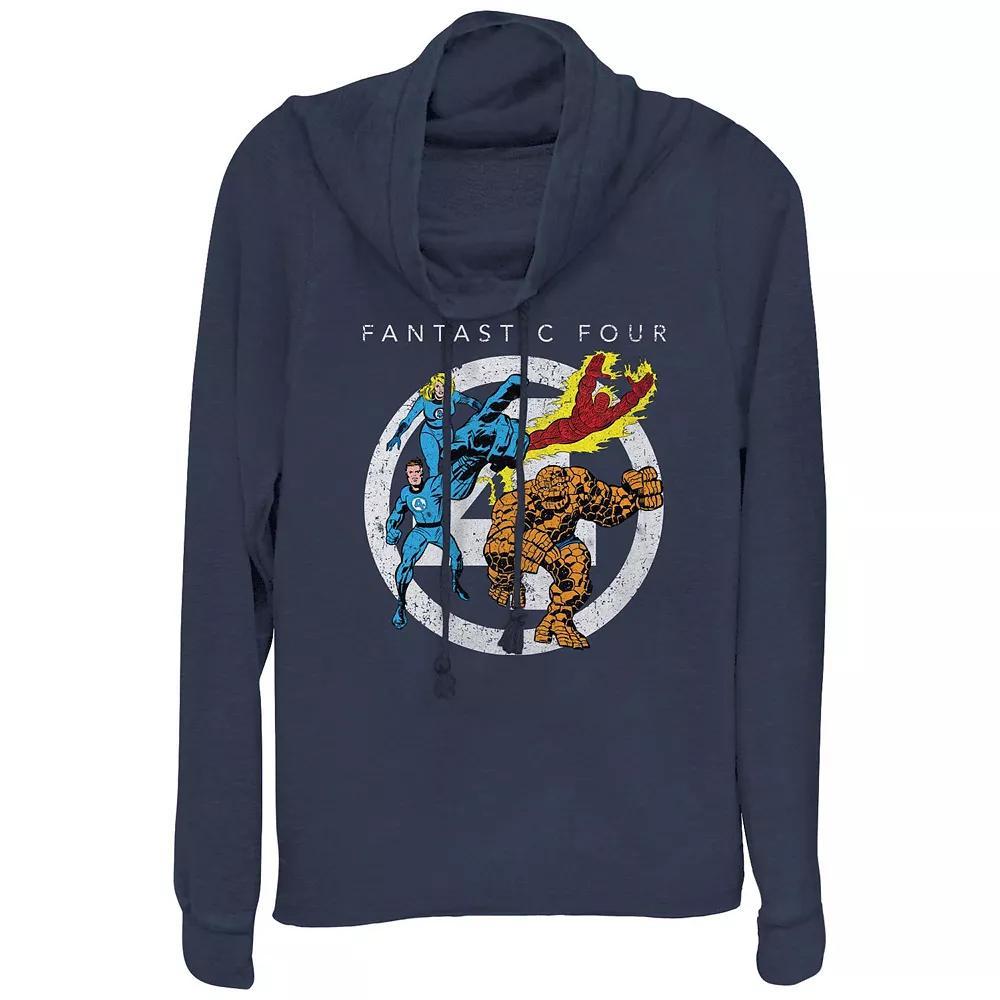 Plus Size Marvel Fantastic Four Classic Poster Cowlneck Graphic Lightweight Long Sleeve, Women's, Size: 2XL, Blue Product Image