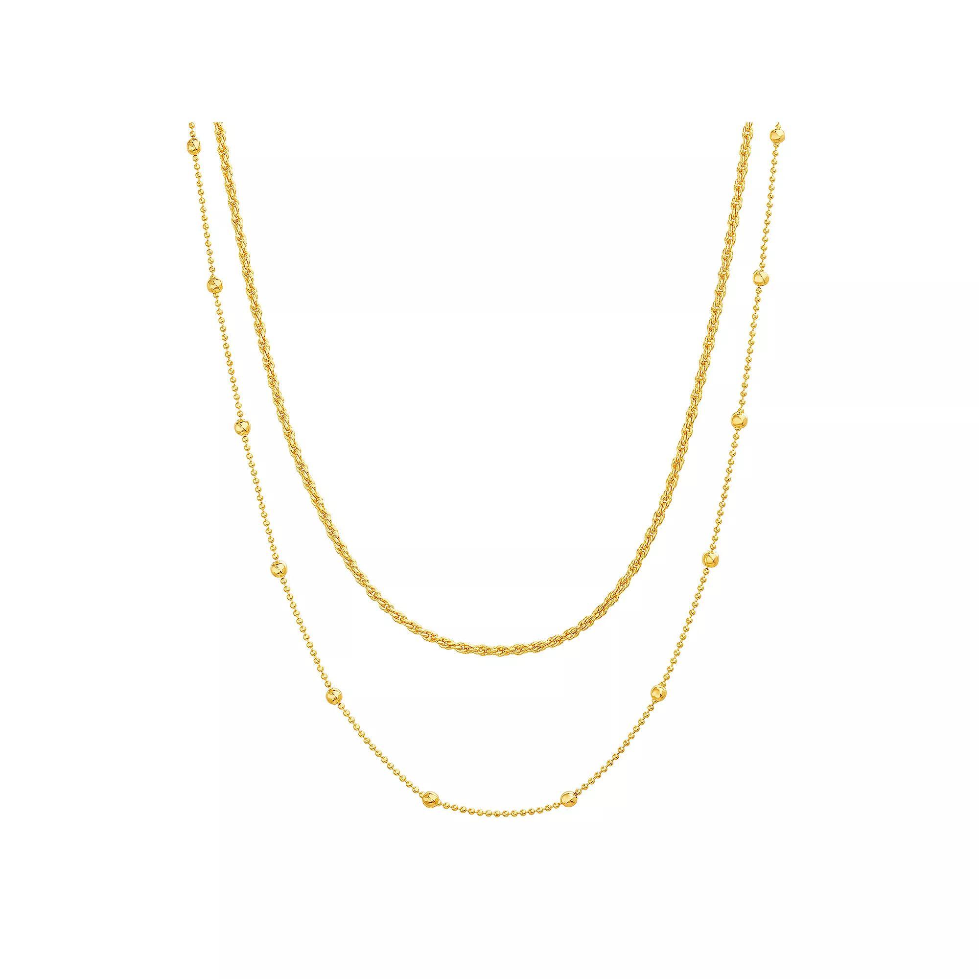 Paige Harper 14k Gold Over Recycled Brass Rope & Beaded Chain Layered Necklace, Womens Gold Tone Product Image