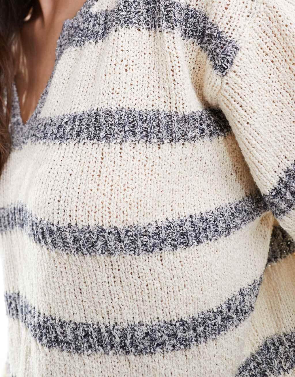 ASOS DESIGN cropped sweater with open neck in textured stitch Product Image
