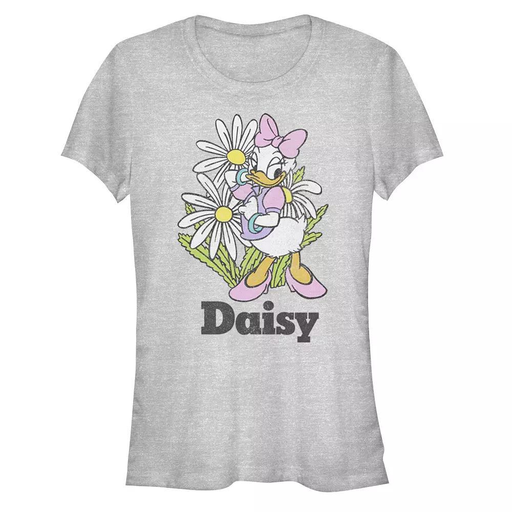 Disney's Daisy Duck Floral Portrait Juniors' Fitted Graphic Tee, Girl's, Size: Medium, Athletic Grey Product Image