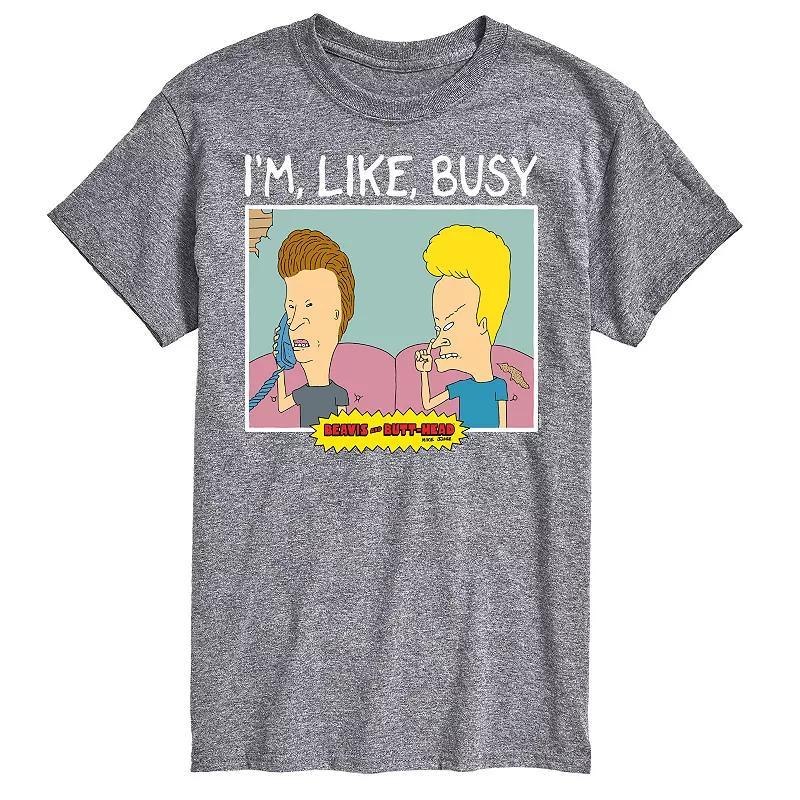 Men's Beavis And Butthead I'm Like Busy Tee, Size: XXL, Gray Product Image