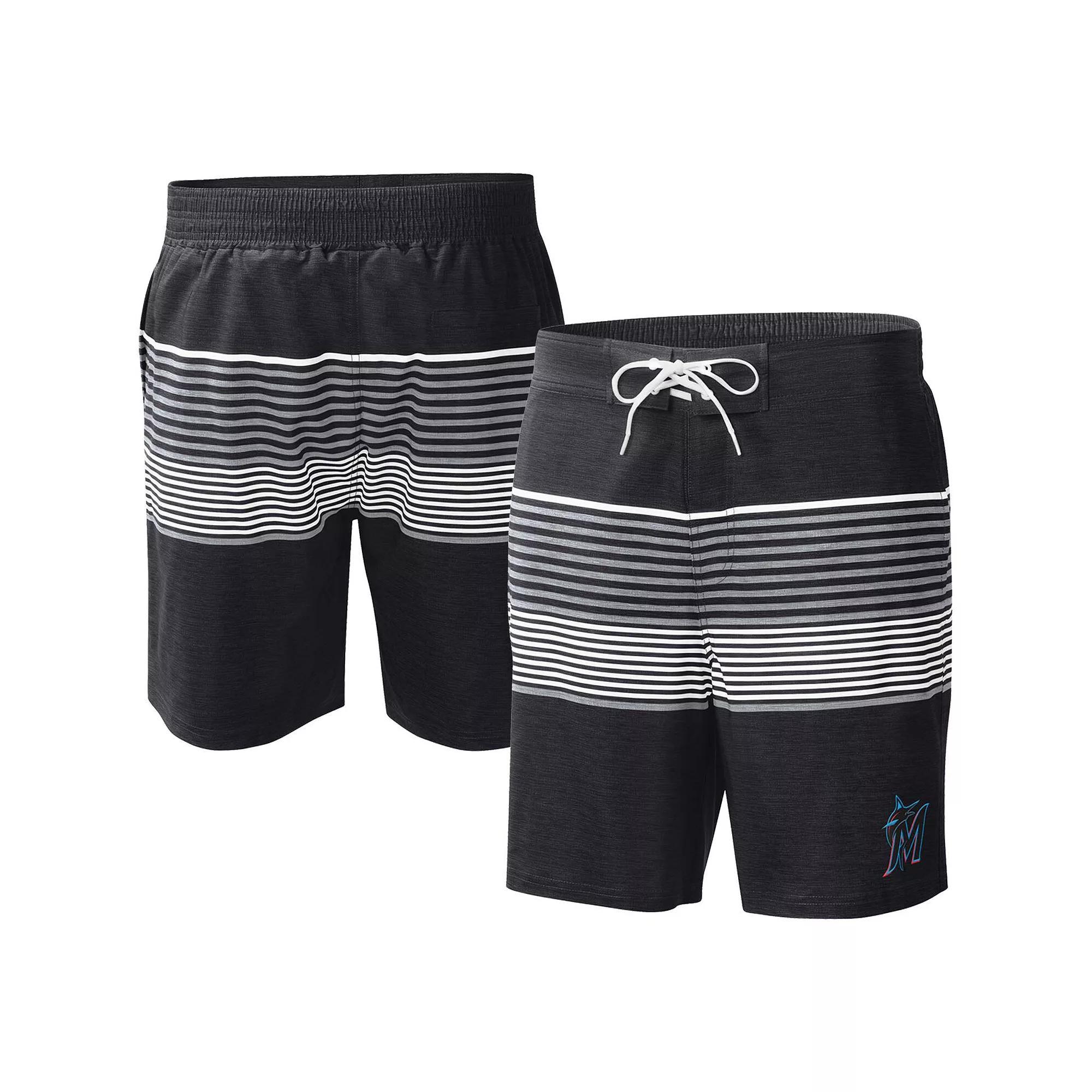 Men's G-III Sports by Carl Banks Black Miami Marlins Coastline Volley Swim Shorts, Size: Large Product Image
