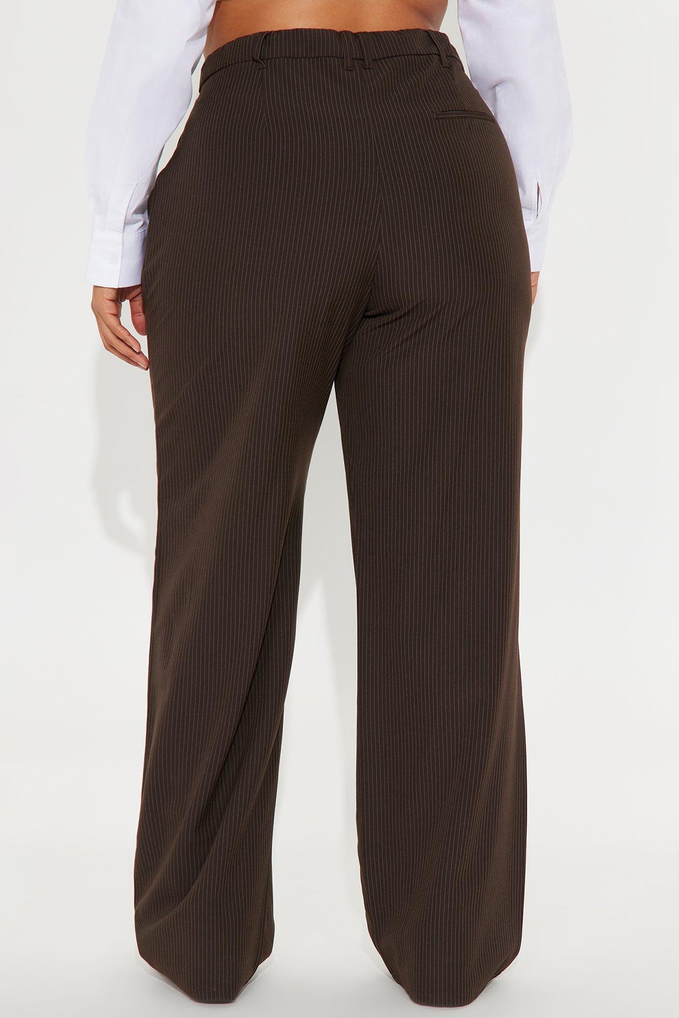 Kelly Pinstripe Wide Leg Trouser Pant - Chocolate Product Image