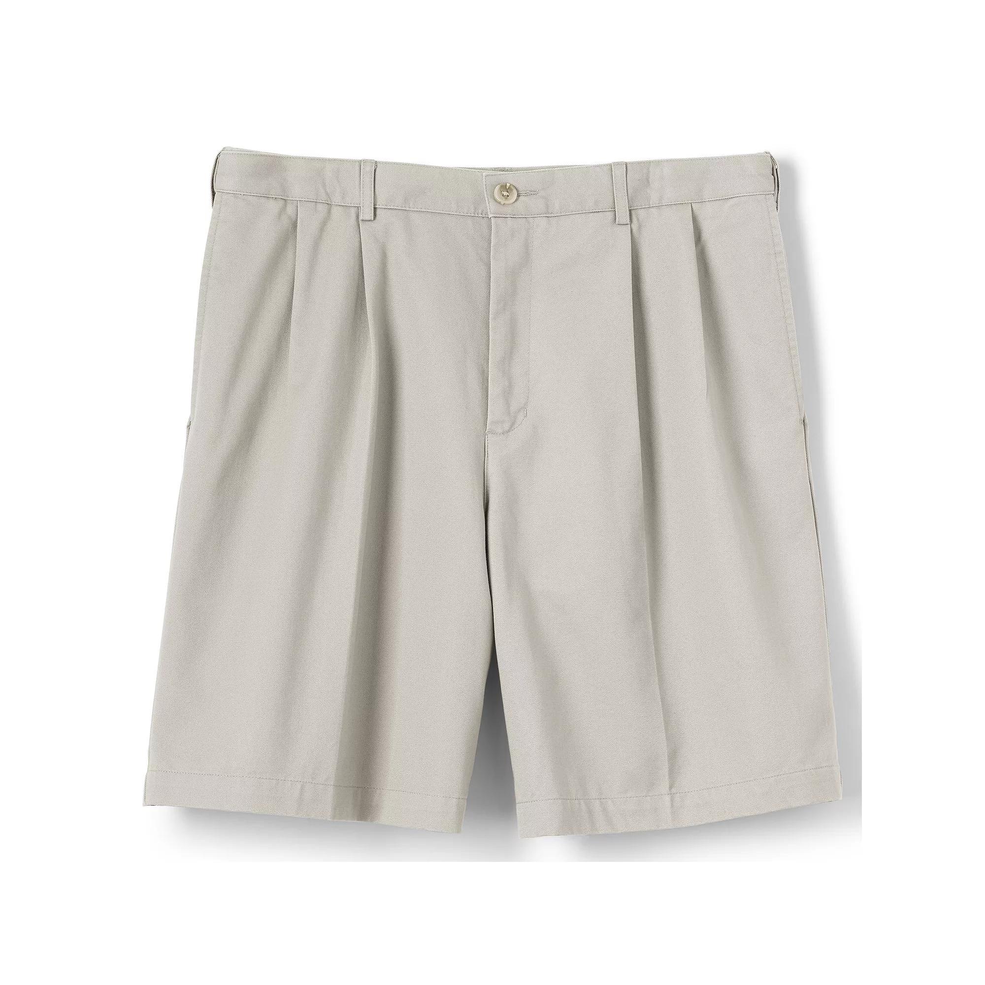 Big & Tall Lands' End Comfort Waist 9-inch No-Iron Pleated Chino Shorts, Men's, Size: 46, Black Product Image