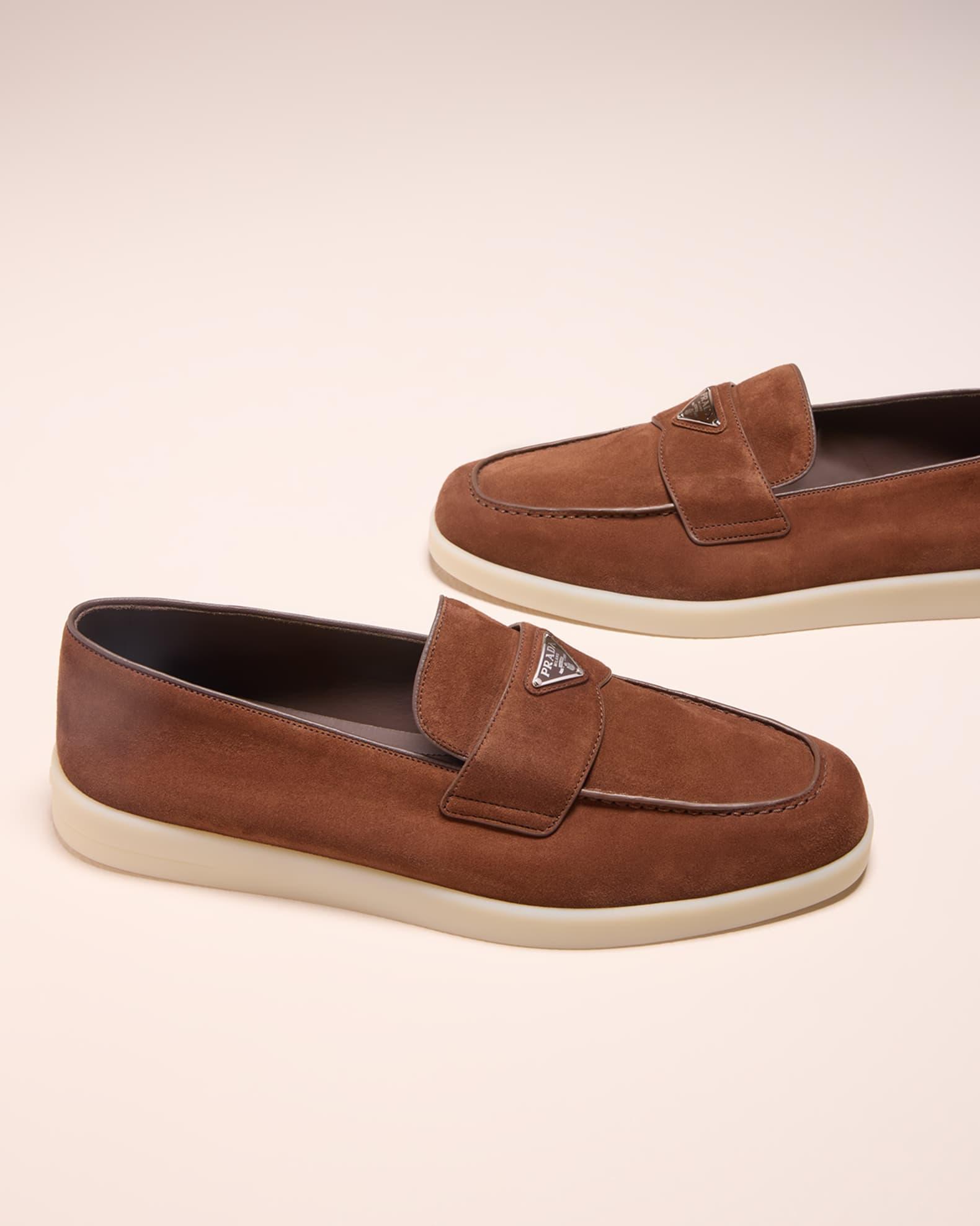 Men's Saint Tropez Triangle Logo Suede Loafers Product Image