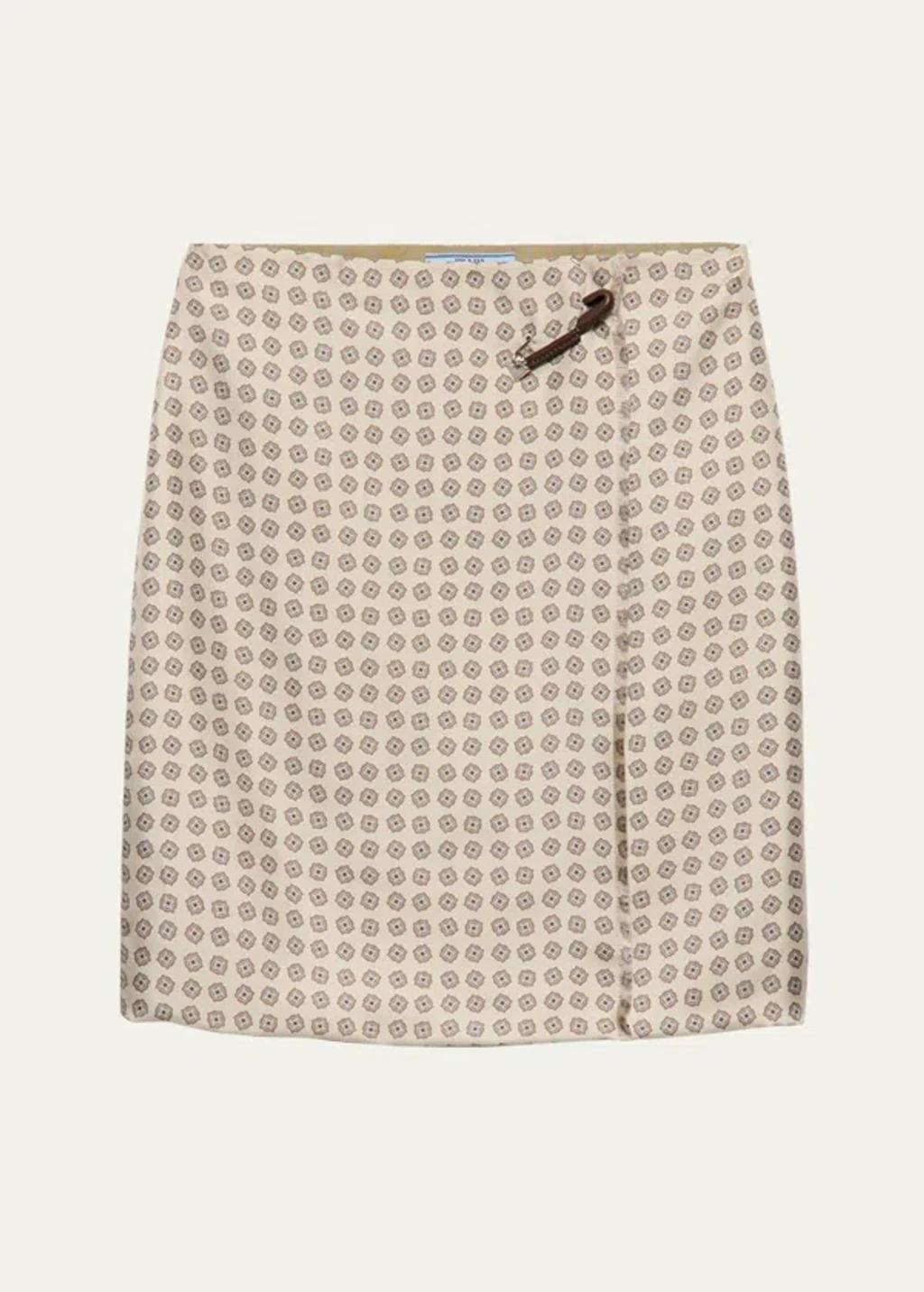 Printed silk twill skirt Product Image
