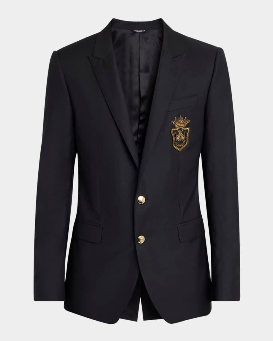 Mens Peak-Lapel Emblem Blazer Product Image