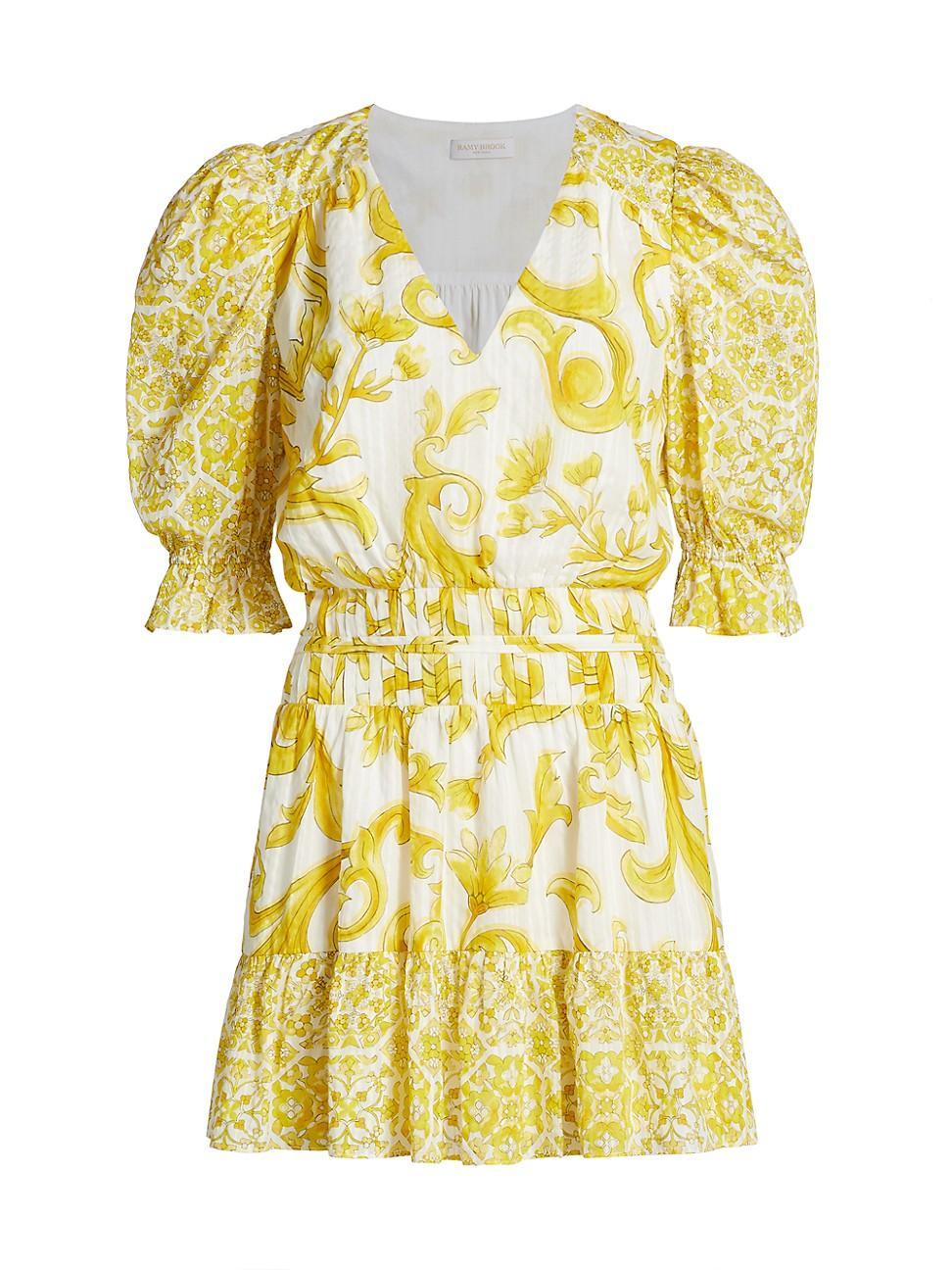 Womens Susan Watercolor Puff-Sleeve Minidress Product Image