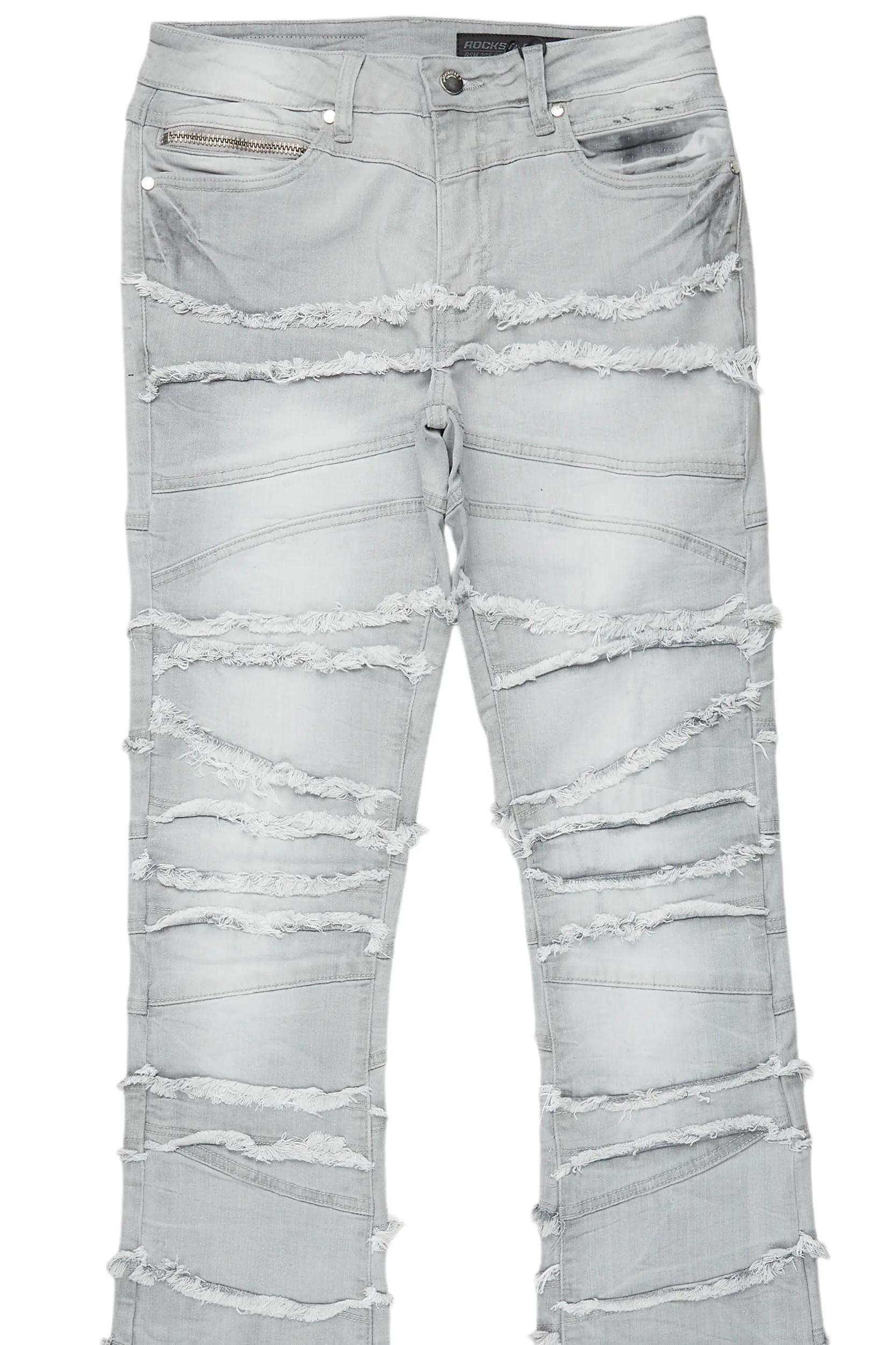 Franko Light Grey Stacked Flare Jean Male Product Image