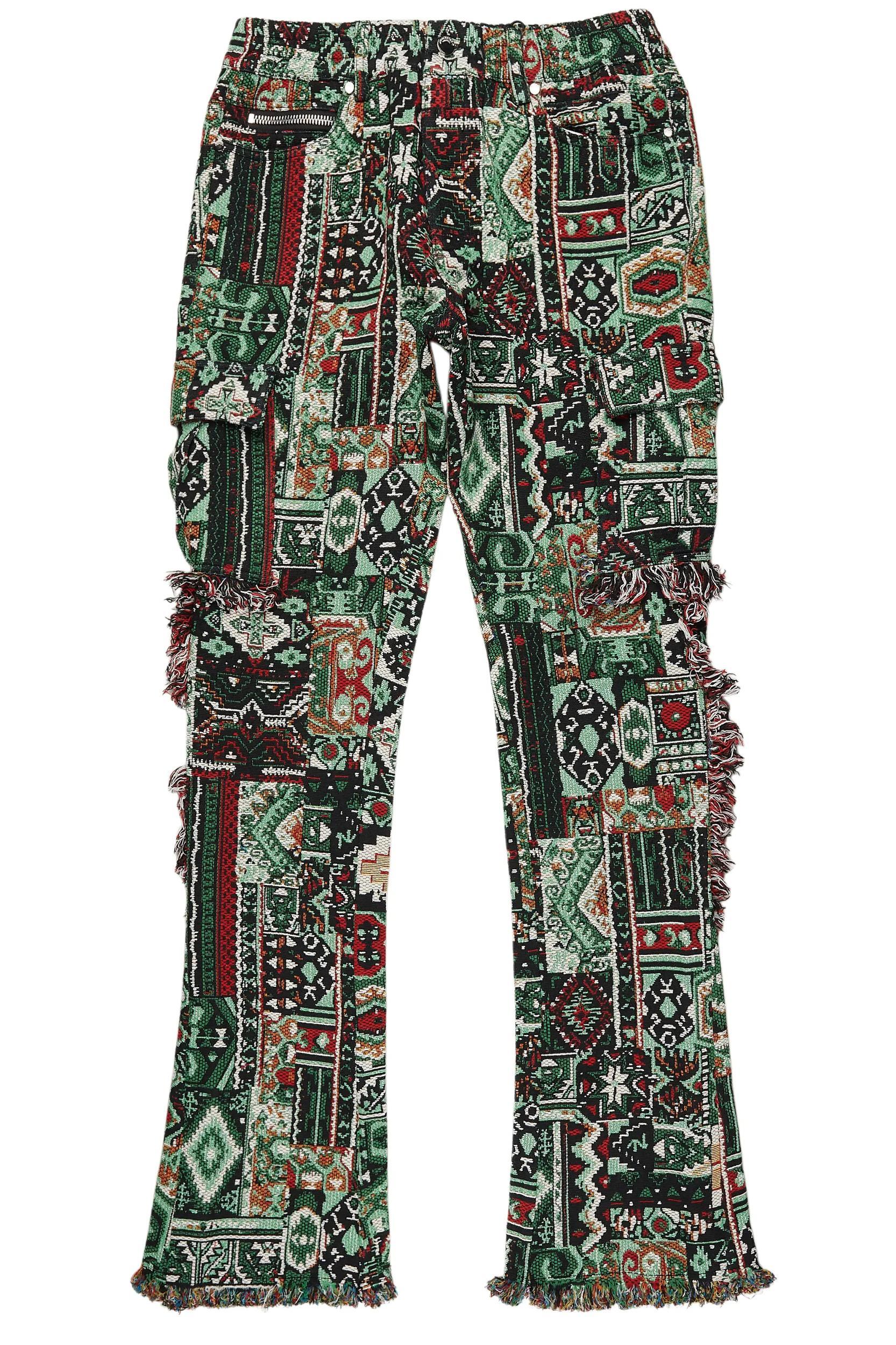 Ayami Green Slim Tapestry Flare Jean Male Product Image