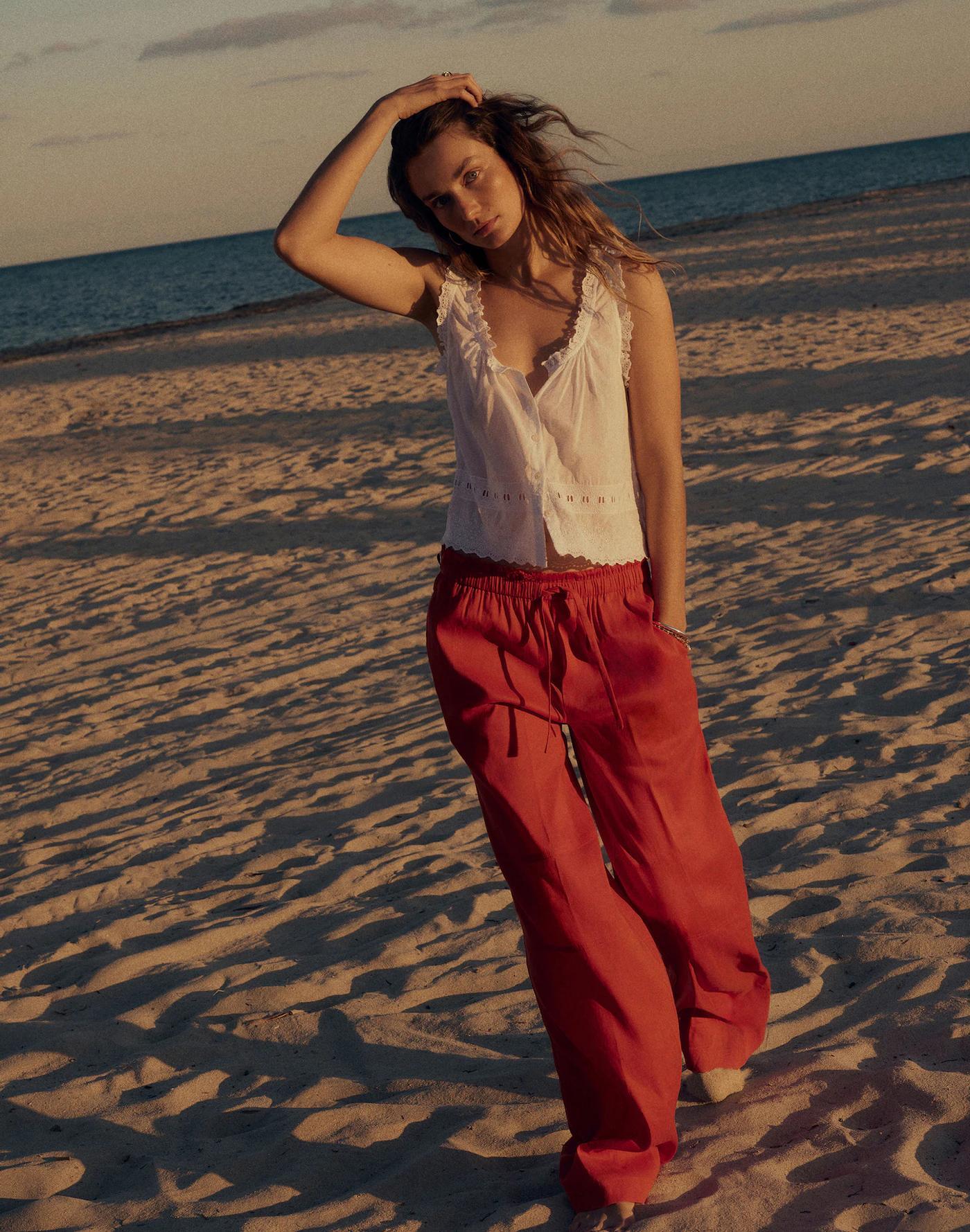 Raw-Edge Drawstring Pant Product Image