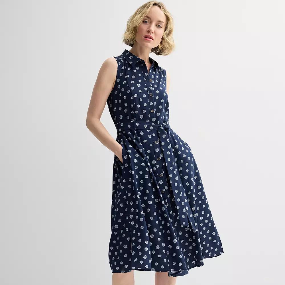 Women's Croft & Barrow® Y-Neck Shirtdress, Size: XXL, Black Tiny Geo Product Image