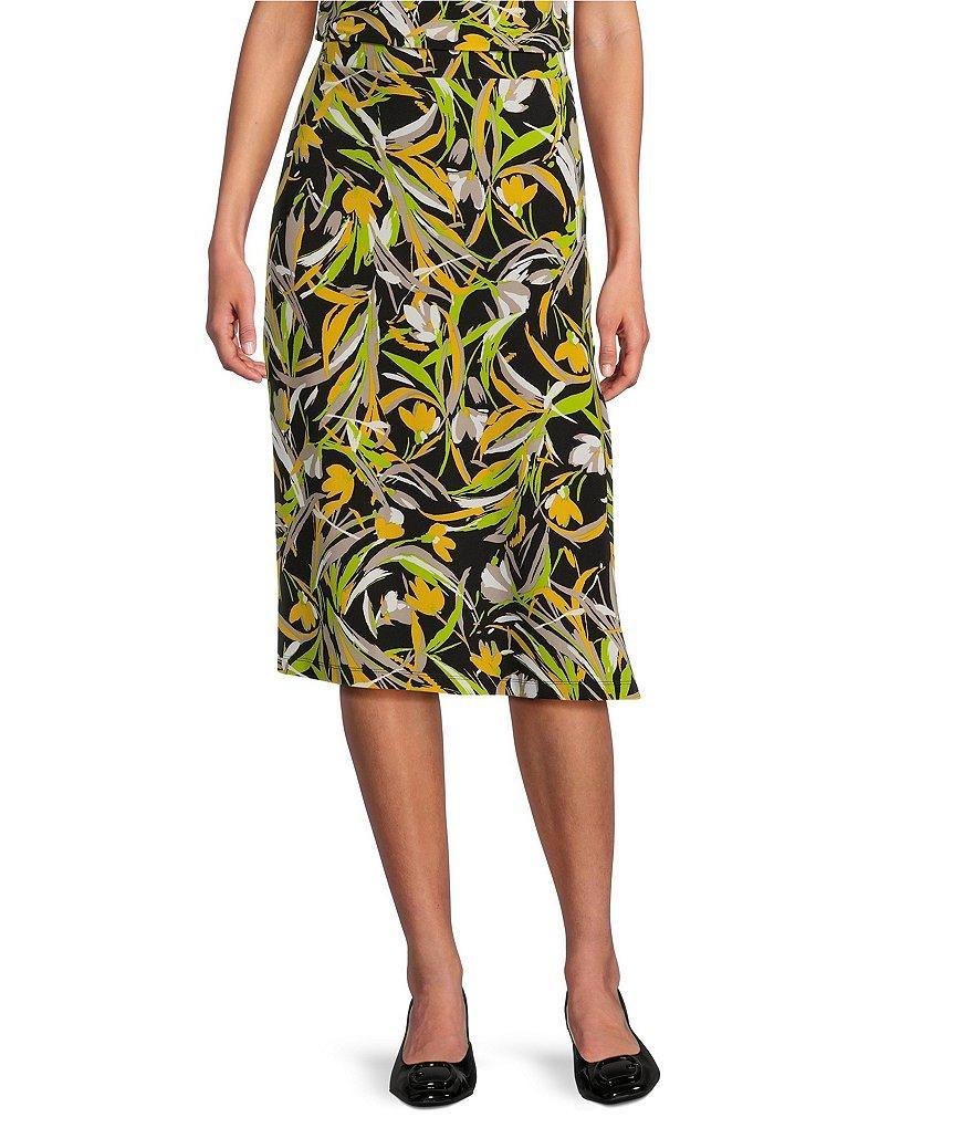Kasper Printed Flared Midi Skirt Product Image