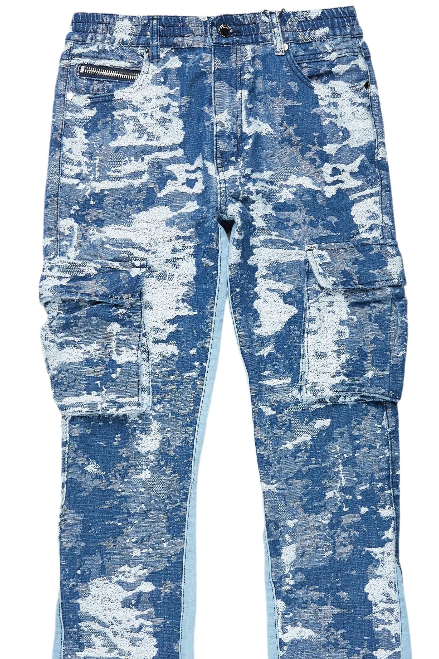 Bower Dark Blue Stacked Flare Jean Male Product Image
