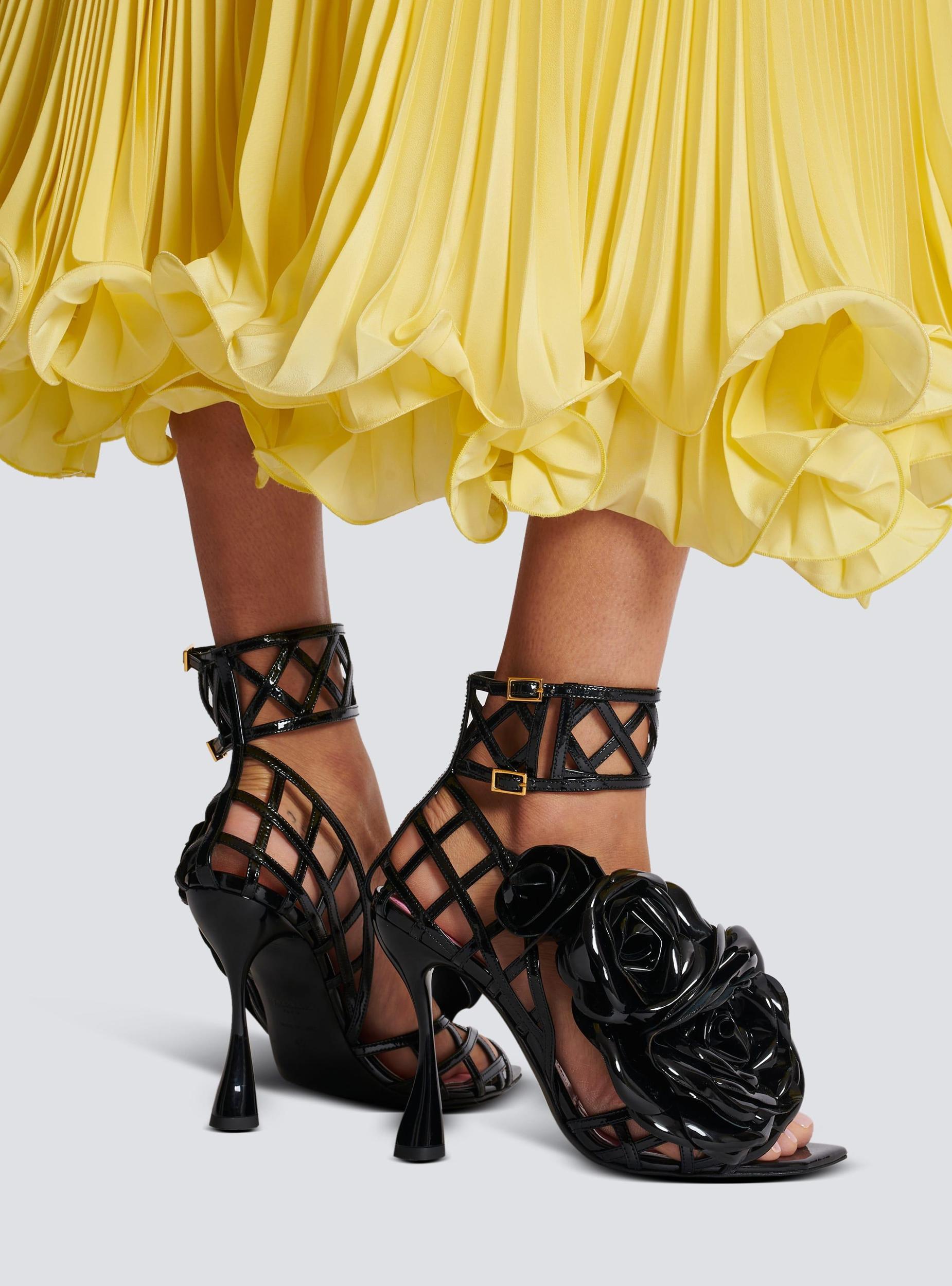 Patent leather Eden sandals with flowers Product Image