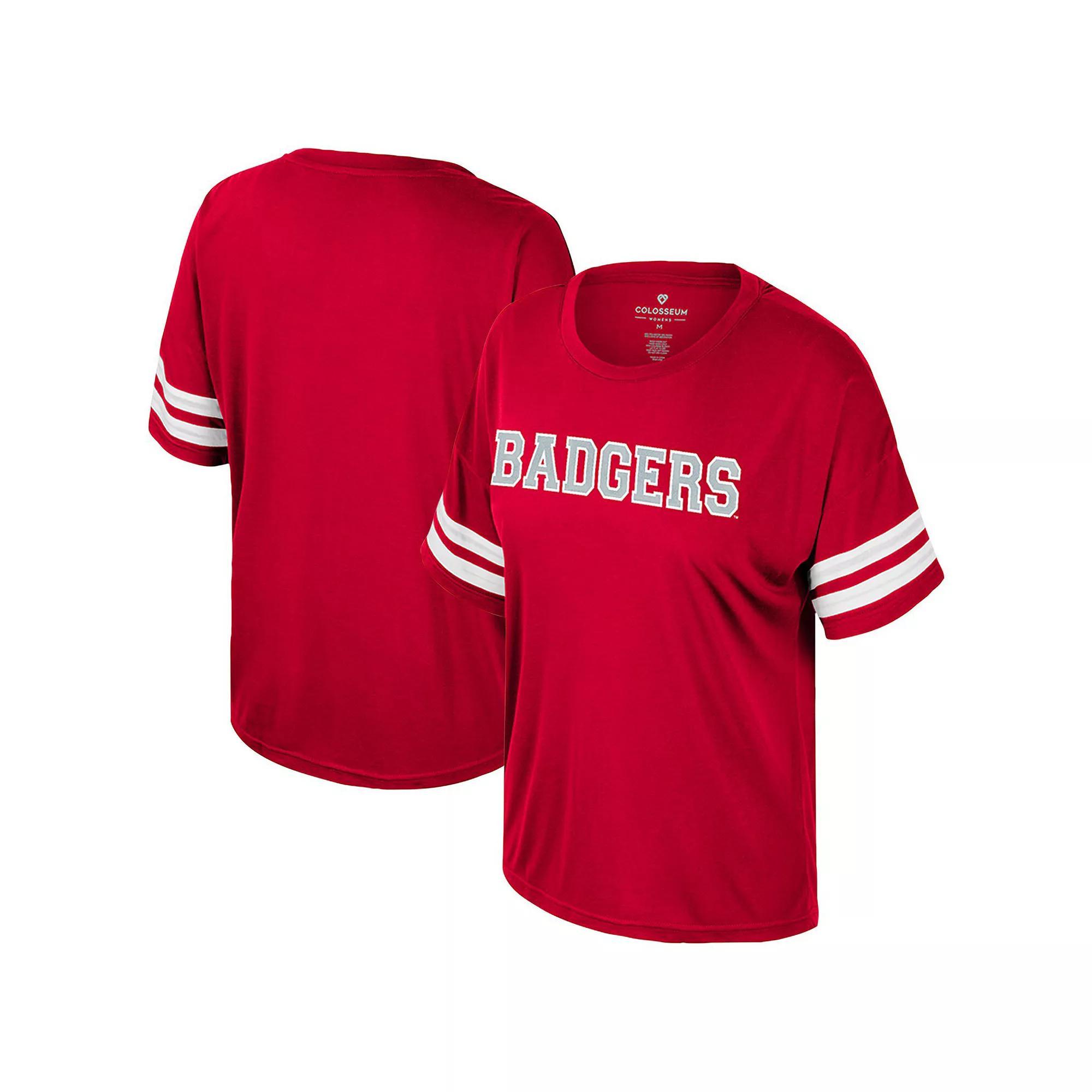 Women's Colosseum  Red Wisconsin Badgers Treasure Oversized Sequin T-Shirt, Size: Large Product Image