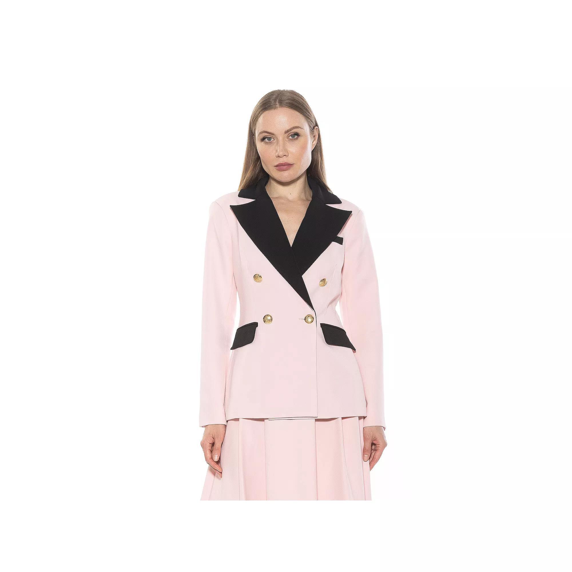 Women's ALEXIA ADMOR Farrah Twill Classic Double Breasted Jacket, Size: 12, Pink Product Image