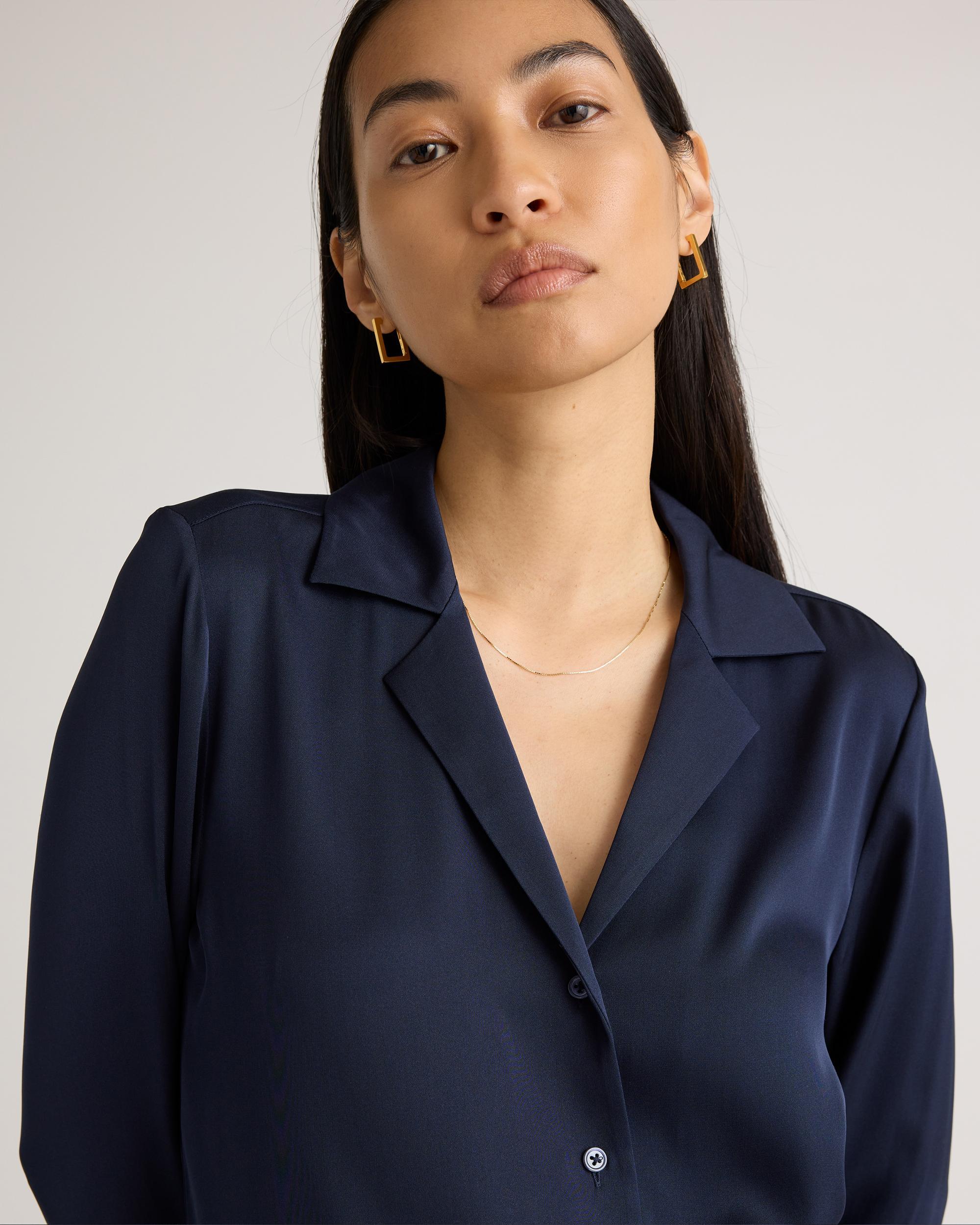 Quince | Women's 100% Washable Silk Stretch Notch Collar Blouse Size XS Product Image