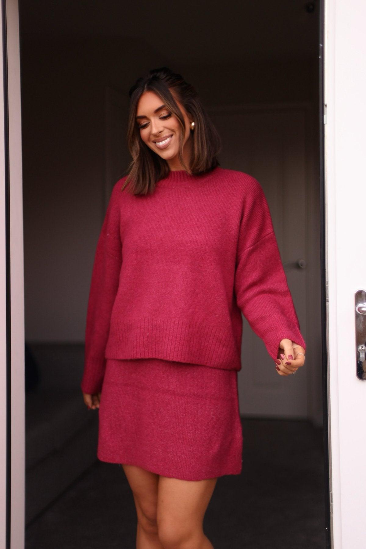 Berry Sweater Mini Skirt-FINAL SALE Female Product Image