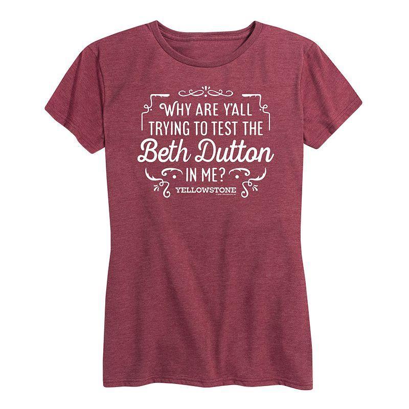 Womens Yellowstone Trying To Test Graphic Tee, Girls Grey Blue Product Image