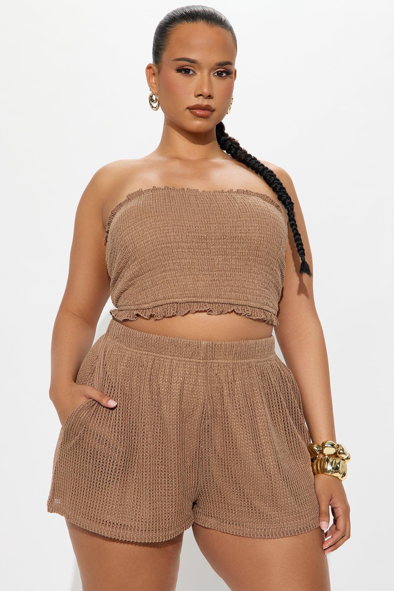 Chelsea Crochet Short Set - Brown Product Image