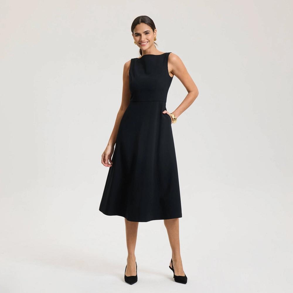 Womens Tailored Midi Dress - A New Day Black M Product Image