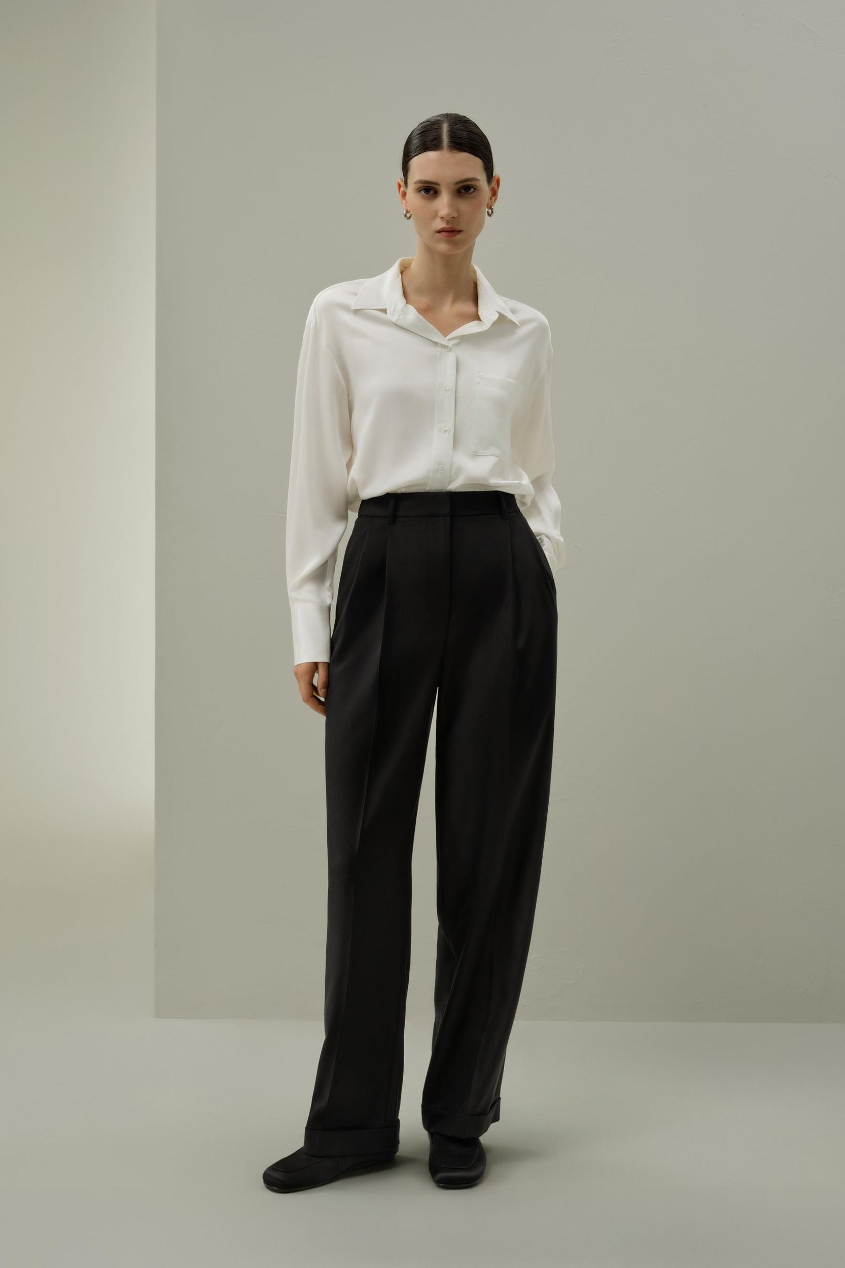 Wool-Silk Straight Leg Pants Product Image