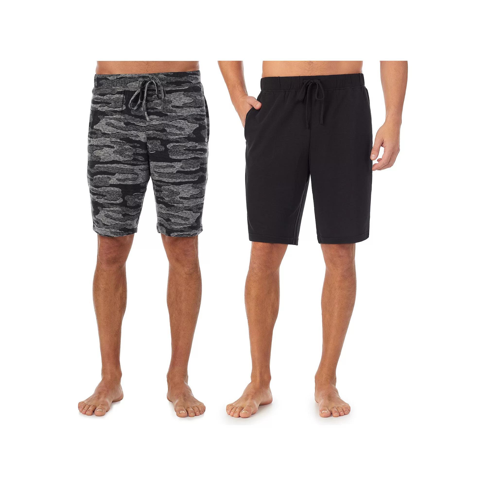 Mens Cuddl Duds 2-Pack French Terry Printed Pajama Shorts Set Grey Green Product Image