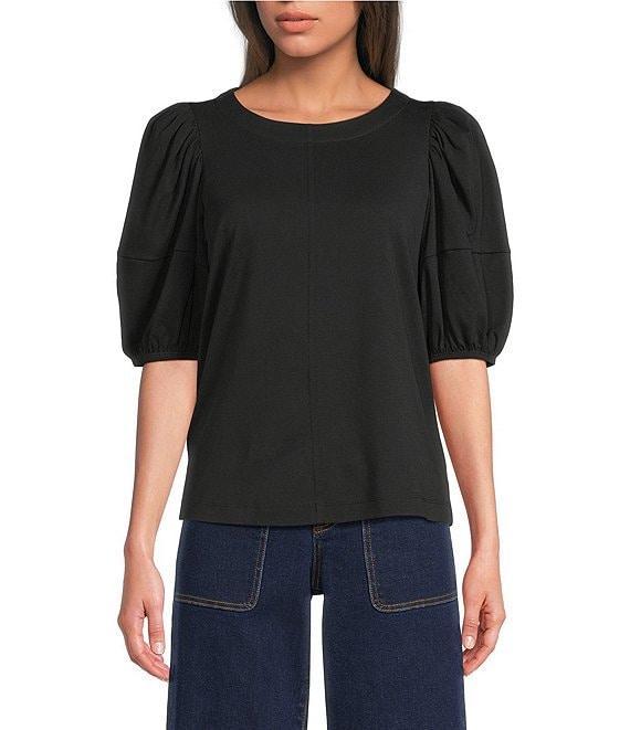Gibson & Latimer Knit Crew Neck 3/4 Puff Sleeve Tee Shirt Product Image