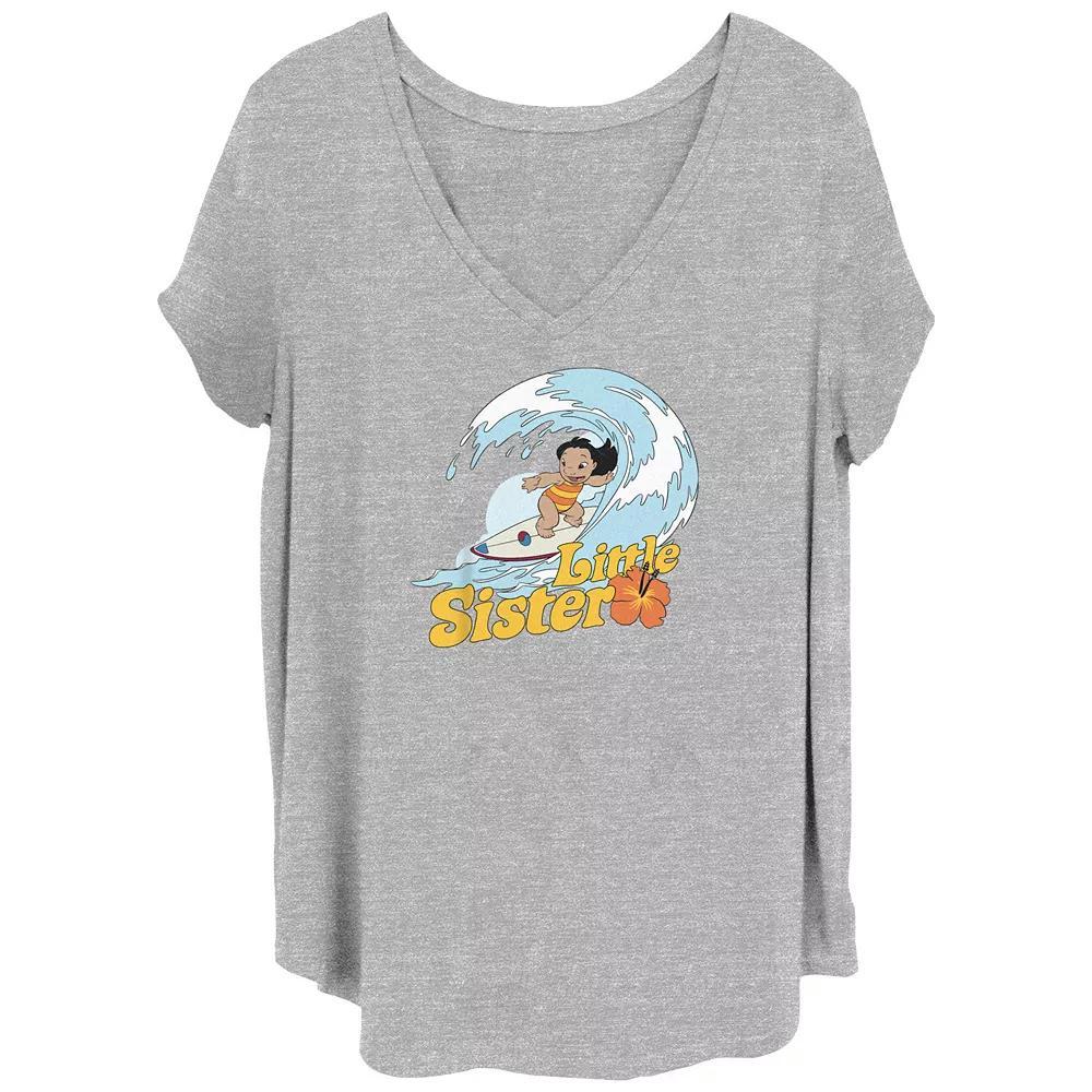 Juniors' Plus Size Sunflowers Paint V-Neck Graphic Tee, Women's, Size: 1XL, Grey Gray Product Image