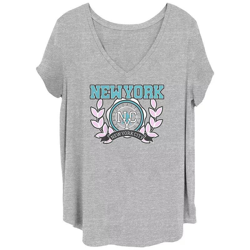 Juniors' Plus Size New York City East Coast USA Graphic Tee, Girl's, Size: 4XL, Grey Gray Product Image