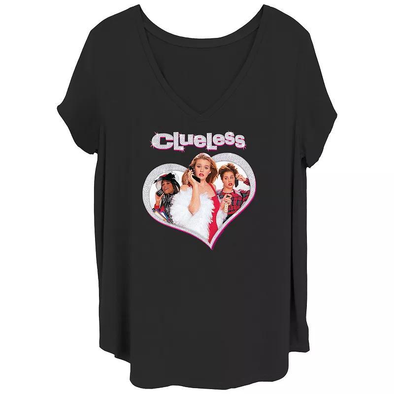Juniors' Plus Clueless Sparkle V-Neck Graphic Tee, Women's, Size: 2XL, Black Product Image