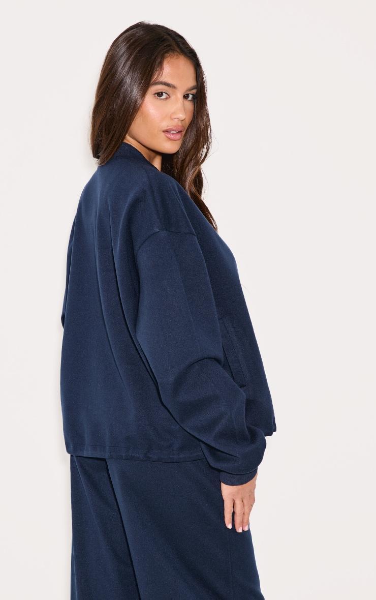 Navy Heavy Brushed Bomber Jacket Product Image