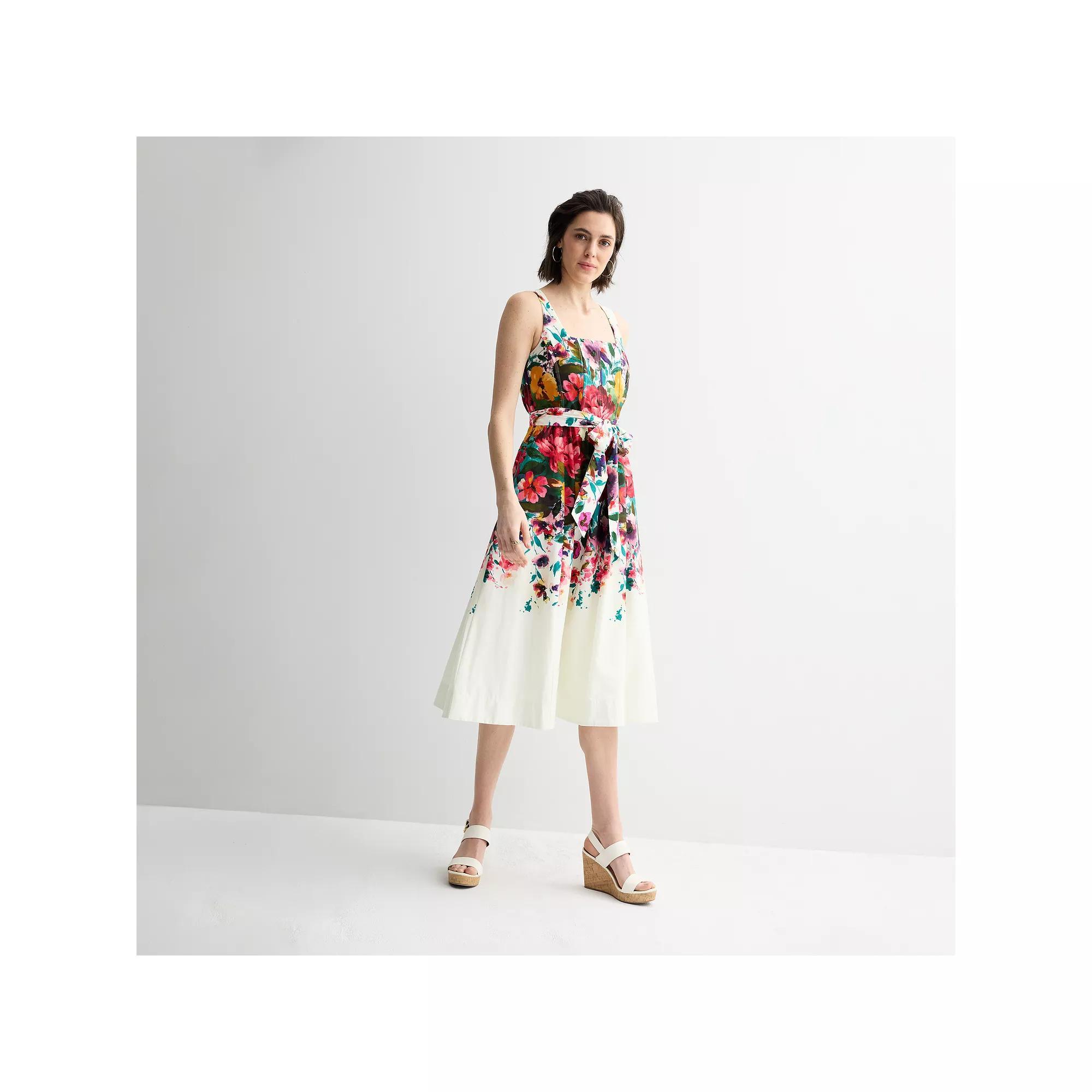 Women's Maison Tara Floral Fit & Flare Midi Dress, Size: 14, Ivory Floral Product Image