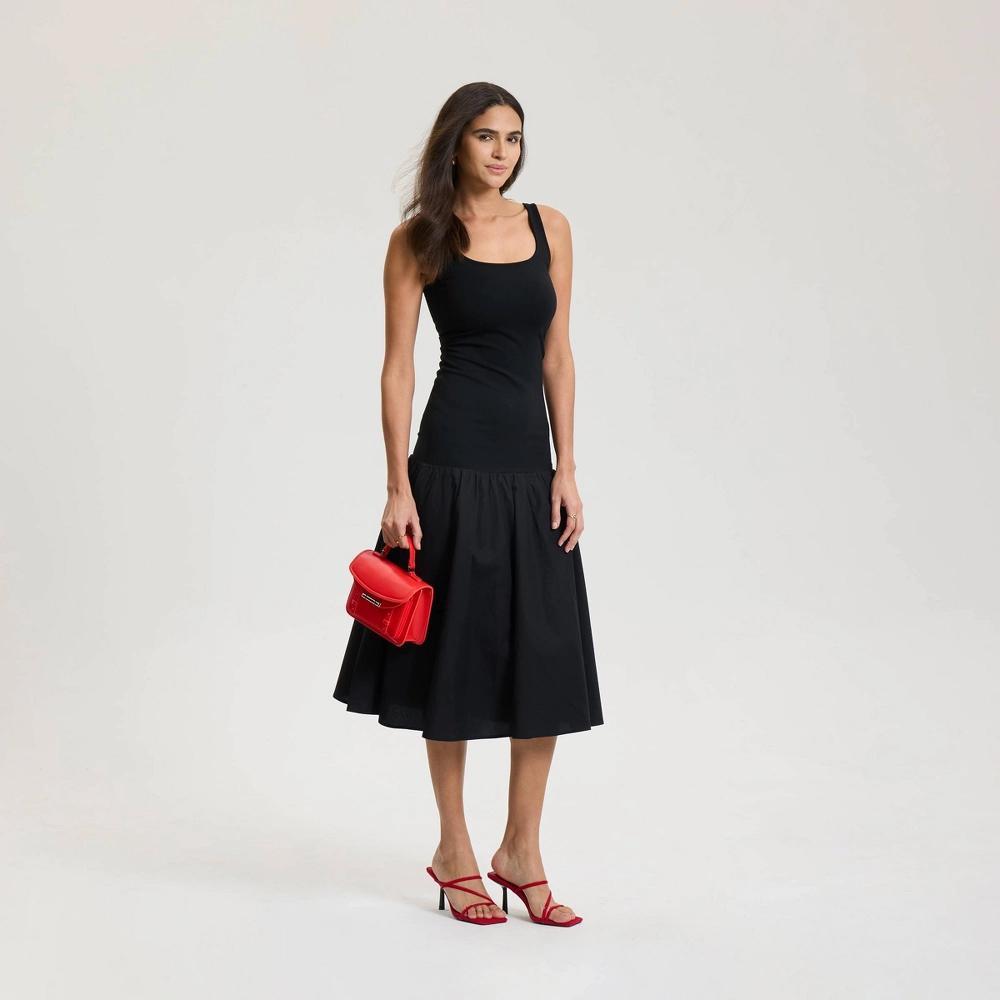 Women's Drop Waist Knit Maxi Dress - A New Day™ Black XL Product Image