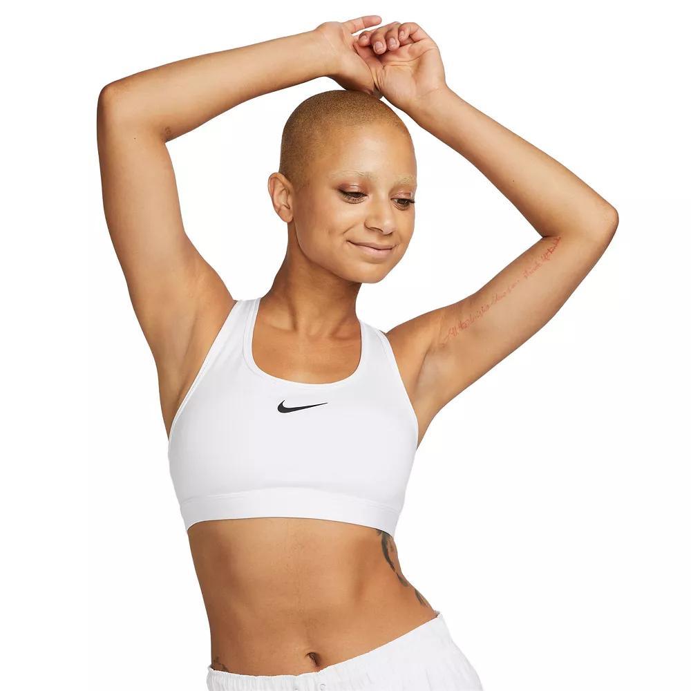 Nike Women's Swoosh Medium Support Sports Bra in White/White Size 2XL 100% Polyester/Spandex Product Image