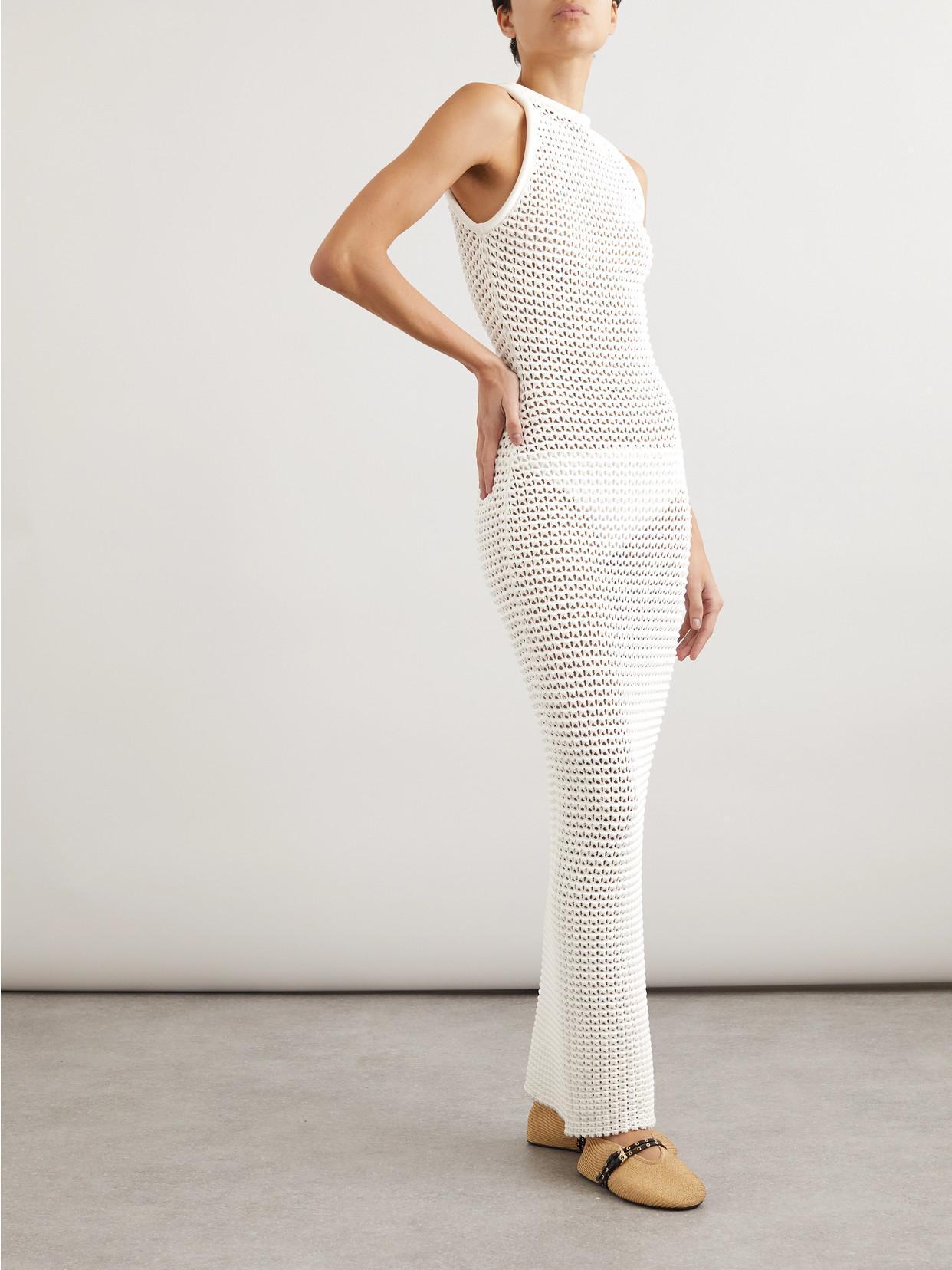 ALAÏA Open-knit Maxi Dress In White Product Image