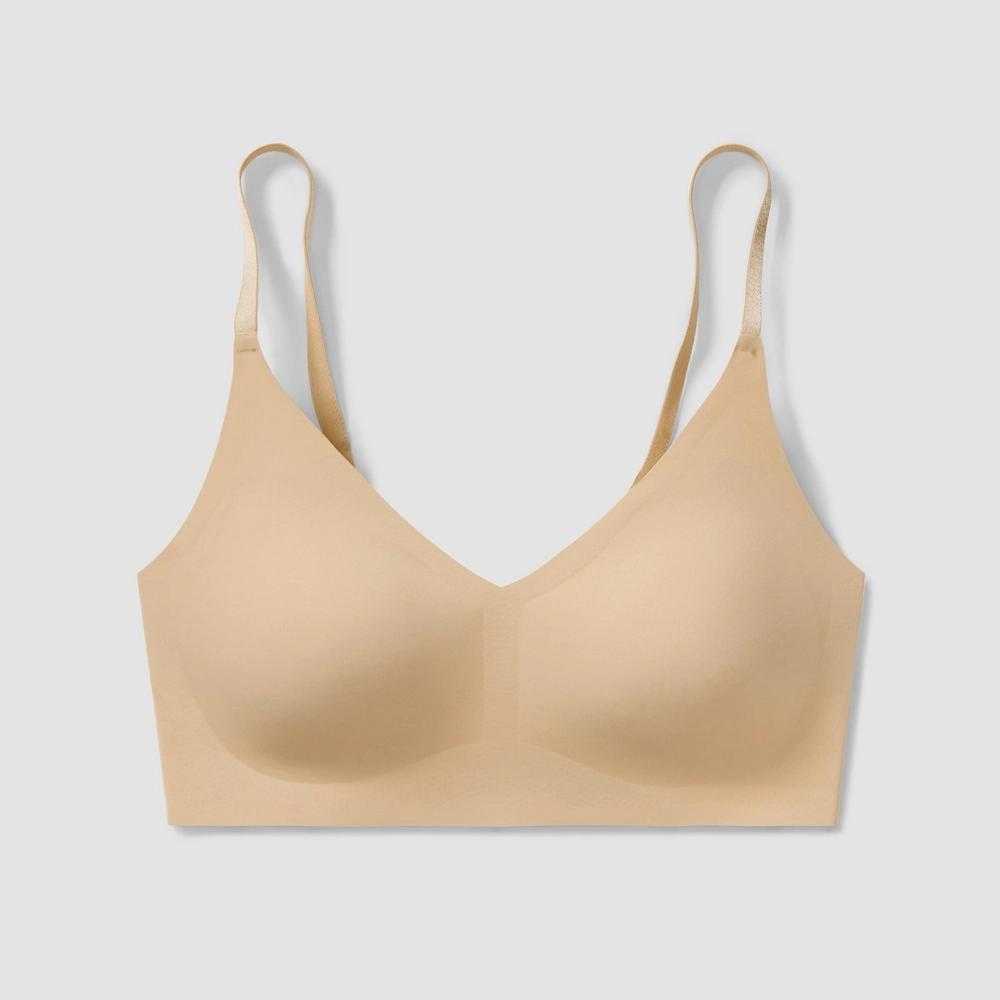 True & Co. True Everybody Women's Adjustable Strap Triangle Bra - Light Beige L: Wireless, Removable Padding, V Neck Product Image