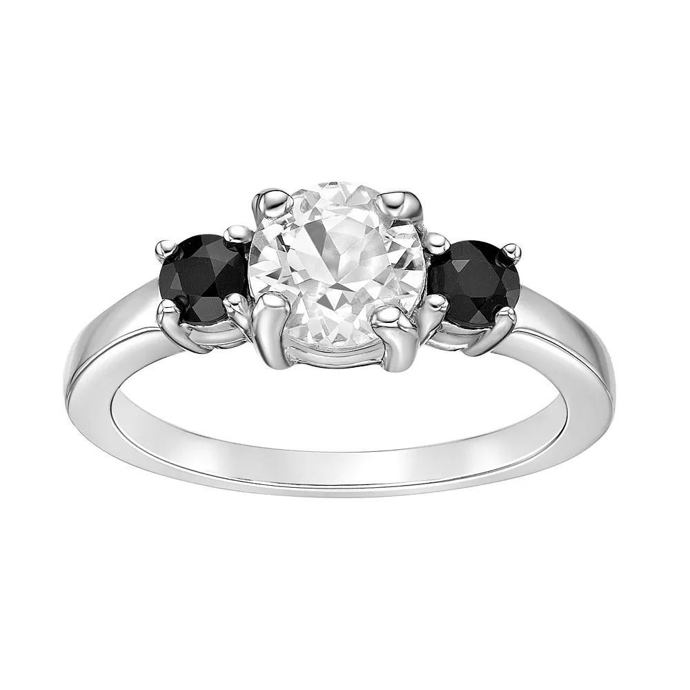 Gemminded Sterling Silver White Topaz & Gemstone Ring, Womens Black Onyx Product Image