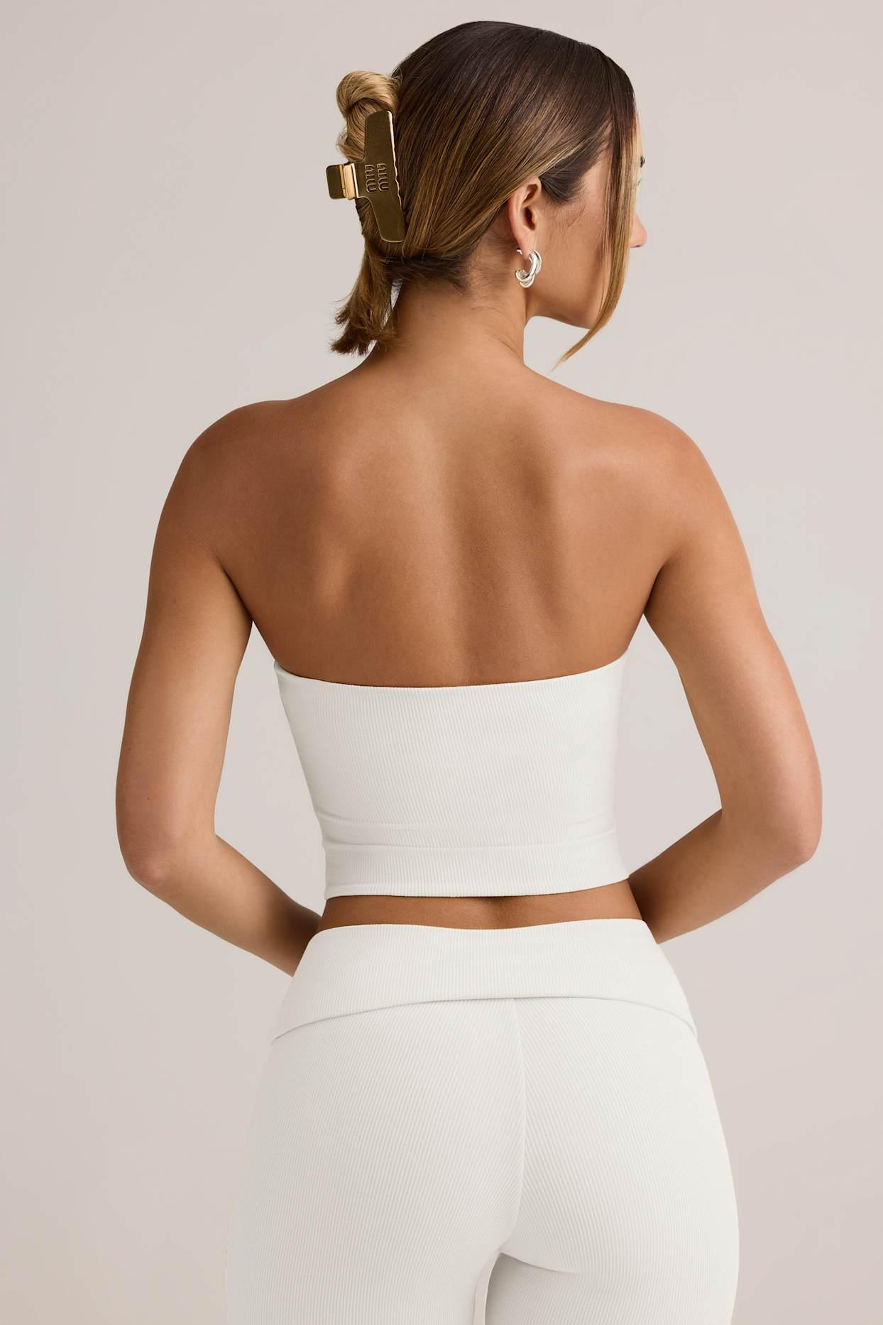 Modal Strapless Crop Top in White Product Image