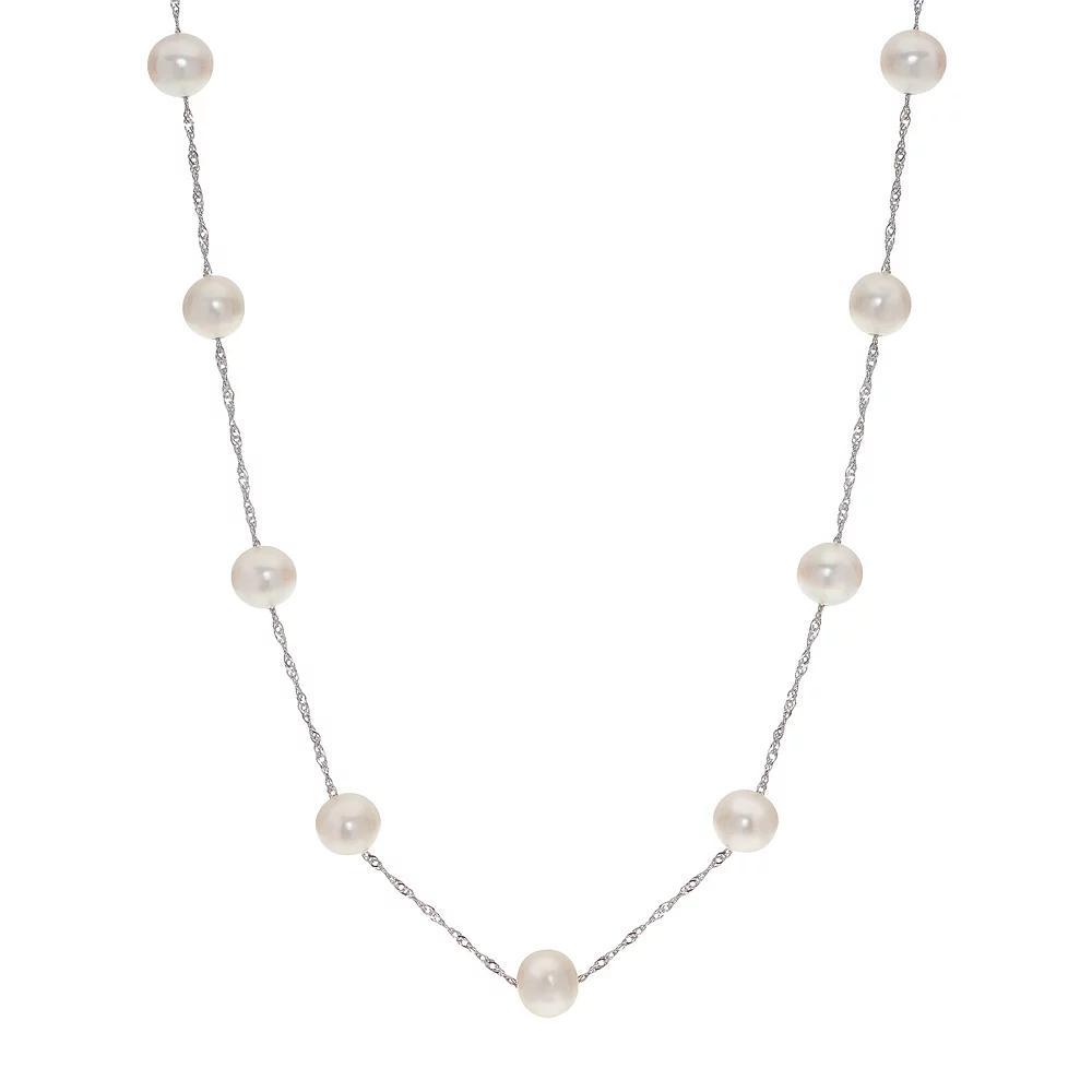 PearLustre by Imperial Sterling Silver Freshwater Cultured Pearl Station Necklace, Womens Product Image