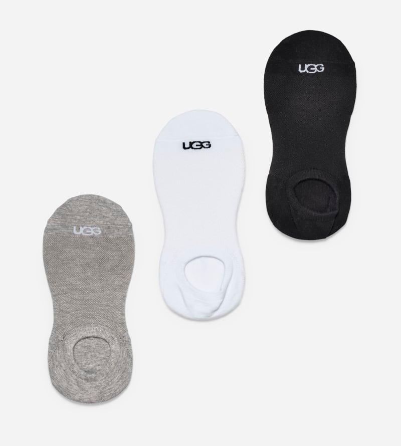 Womens UGG® Stella No Show Socks 3 Pack - White / Grey / Black Product Image