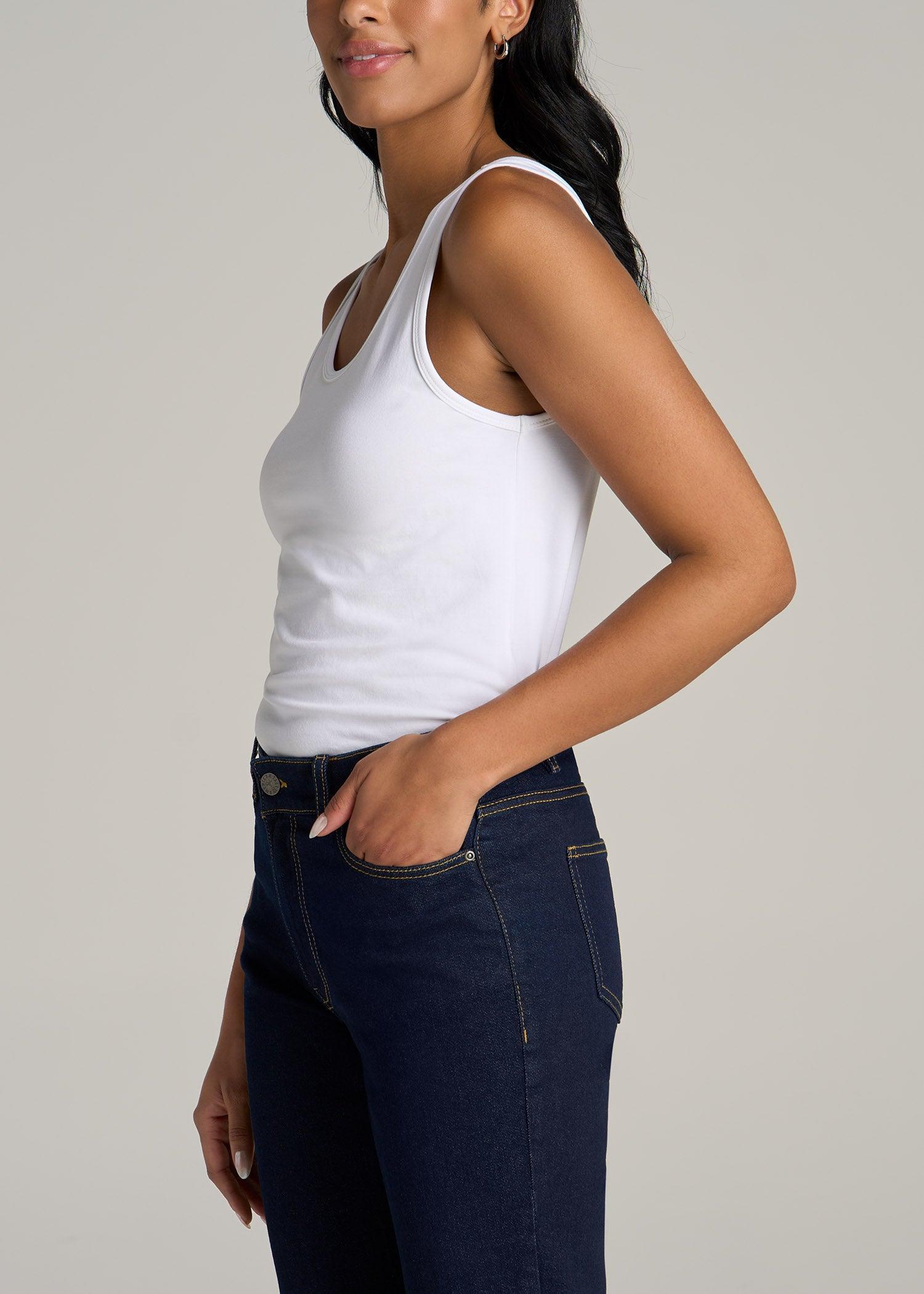 Slim Fit Jersey Tank Top for Tall Women in Bright White Product Image